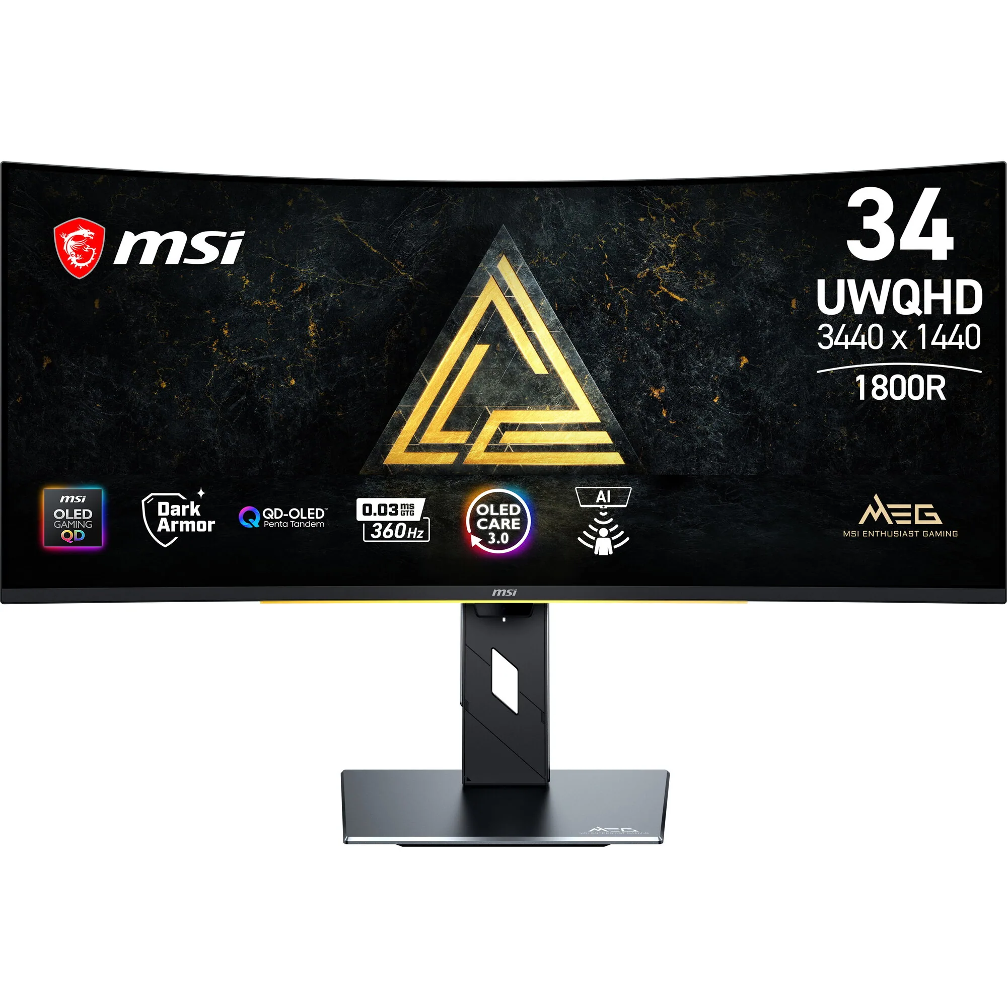 MSI MEG X Computerbildschirm 86,3 cm (34") 3440 x 1440 Pixel UltraWide Quad HD QD-OLED Schwarz – Bild 1