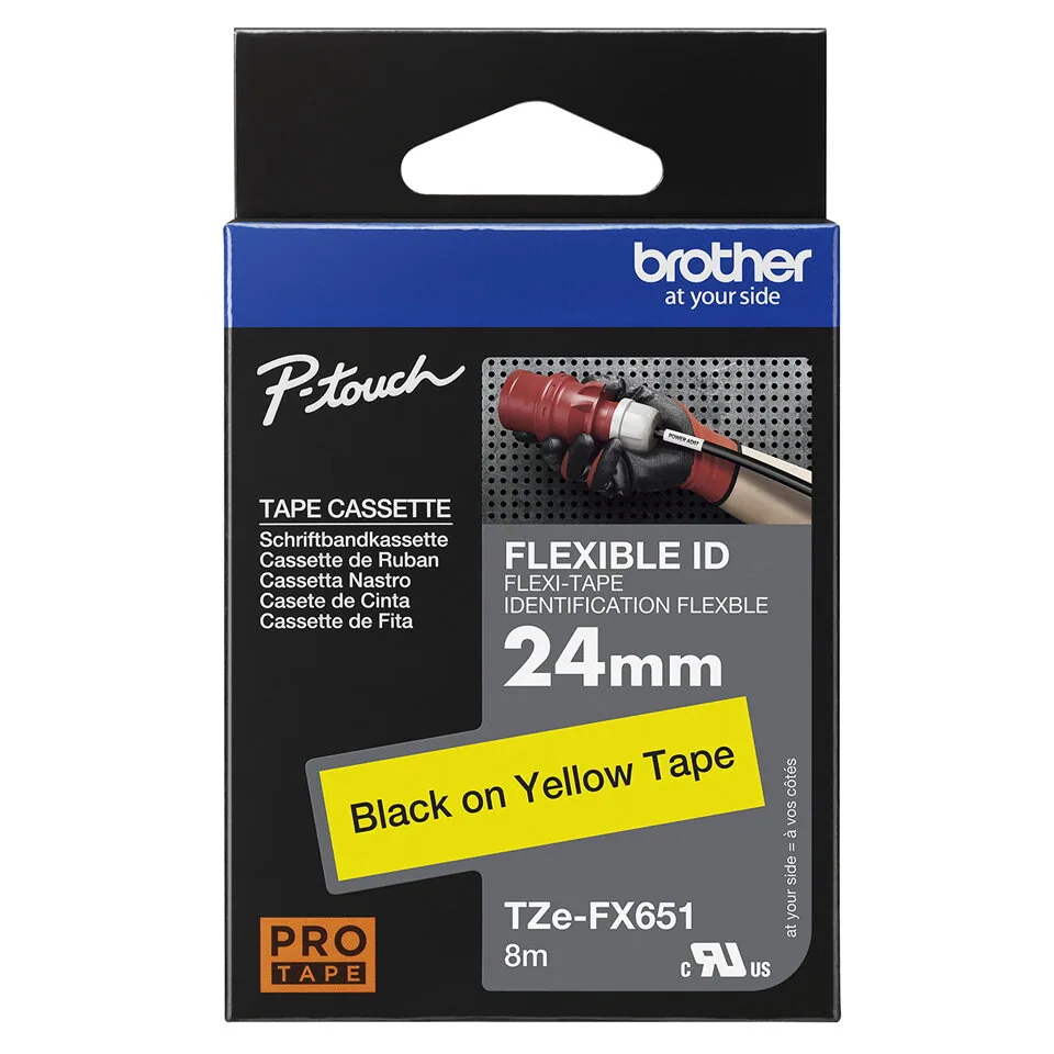 Brother TZE-FX651 Etiketten erstellendes Band Schwarz auf gelb TZ – Bild 1