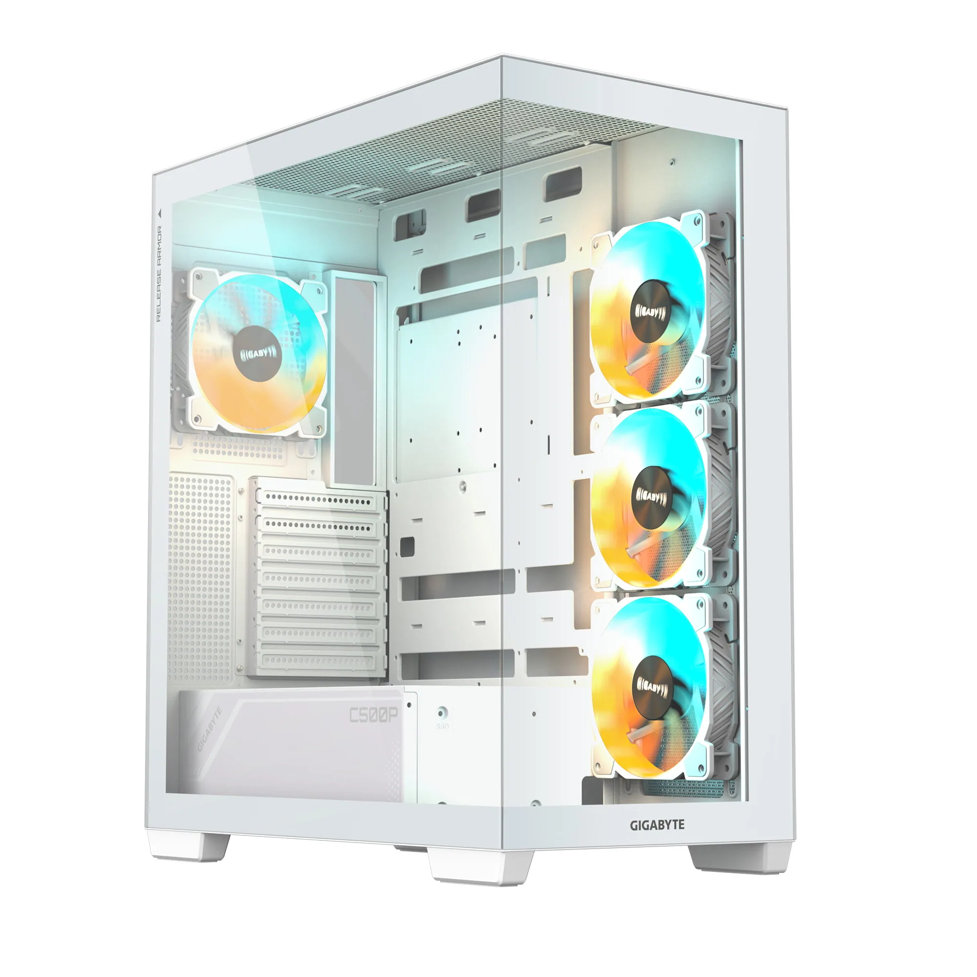 GIGABYTE C500 PANORAMIC STEALTH Midi Tower Weiß – Bild 1