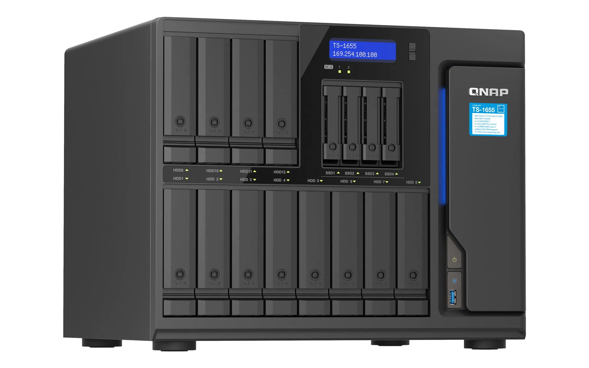 QNAP TS-1655 NAS Tower Intel Atom® C5125 8 GB DDR4 0 TB QNAP Turbo System Schwarz – Bild 6