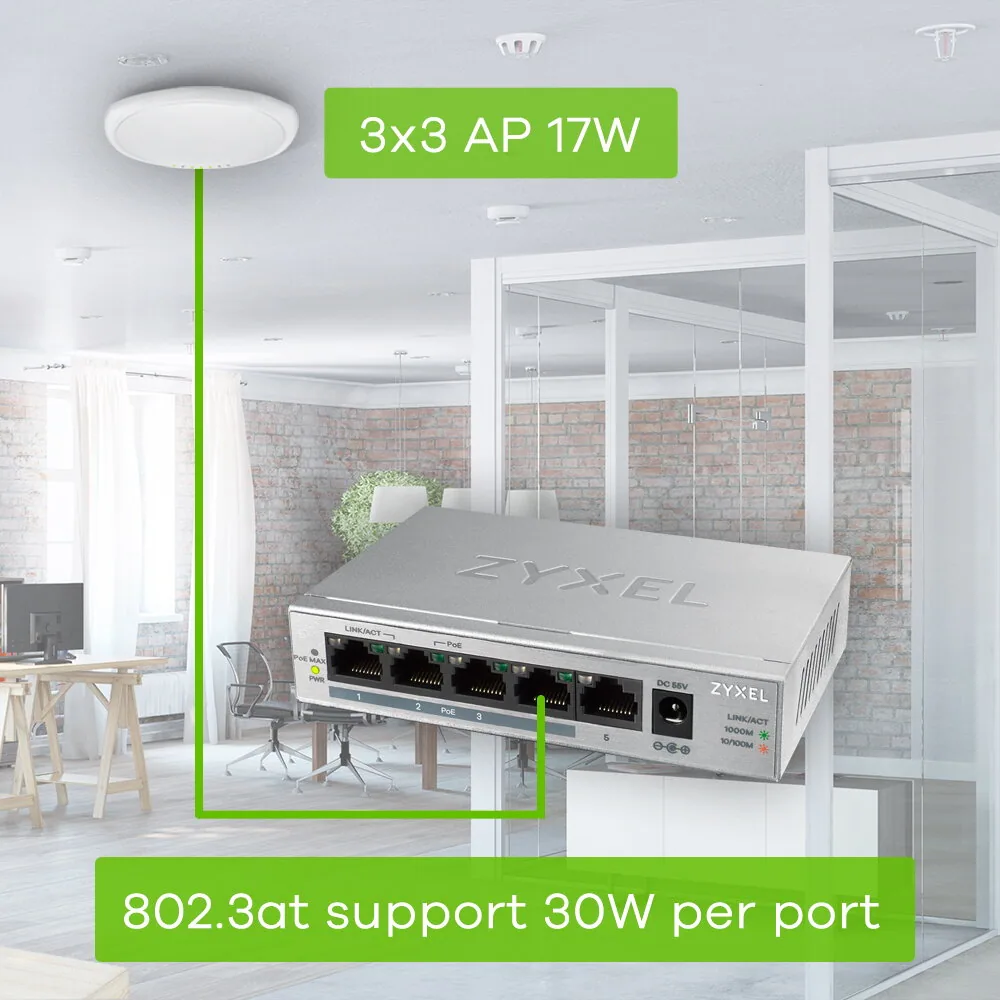 Zyxel GS1005HP Unmanaged Gigabit Ethernet (10/100/1000) Power over Ethernet (PoE) Silber – Bild 4