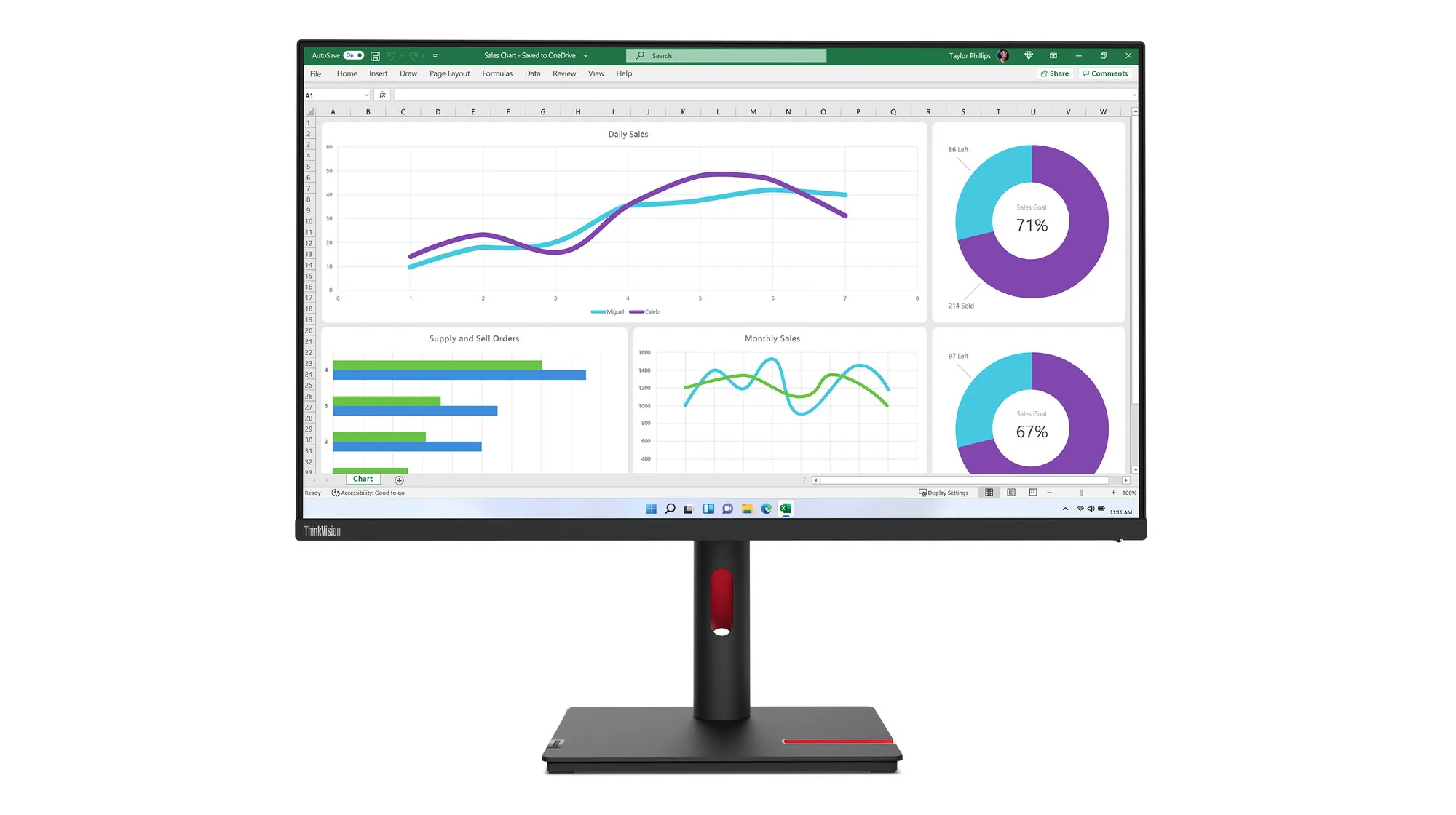 Lenovo ThinkVision T32h-30 Computerbildschirm 80 cm (31.5") 2560 x 1440 Pixel Quad HD LED Schwarz – Bild 1