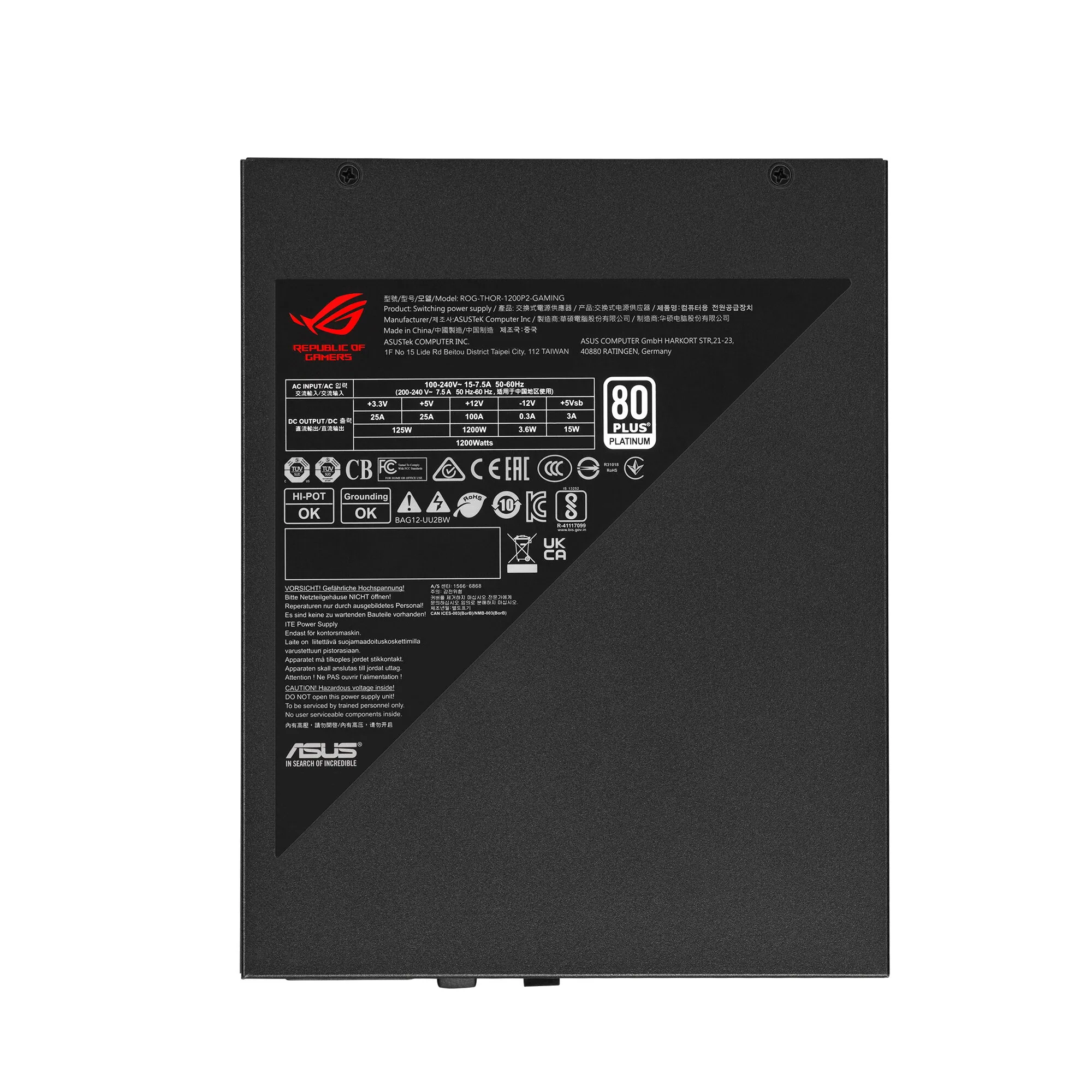 ASUS ROG THOR 1200W Platinum II Netzteil 24-pin ATX ATX Grau – Bild 5