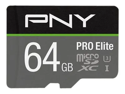 SD MicroSD XC Card 64 GB PNY Pro Elite R100MB/s W60MB/s