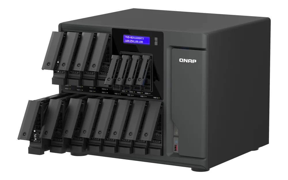 QNAP TVS-AIH1688ATX-U7-32G NAS & Speicherserver Tower 32 GB DDR5 0 TB QuTS hero Schwarz – Bild 7