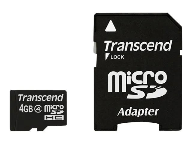 SD microSD Card   4GB Transcend SDHC Class4  w/adapter