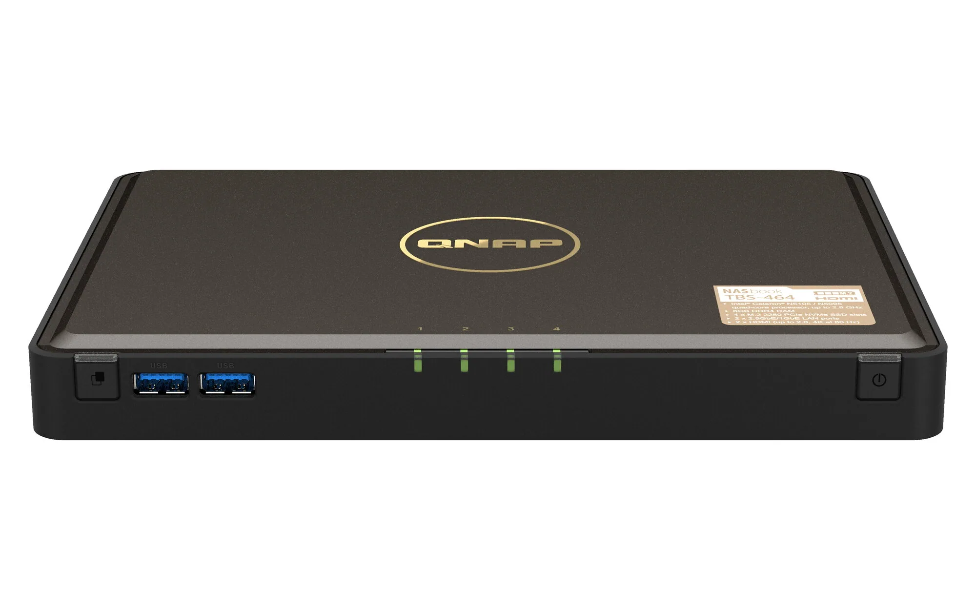QNAP TBS-464 NAS Desktop Intel® Celeron® N5105 8 GB DDR4 0 TB QNAP Turbo System Schwarz – Bild 1