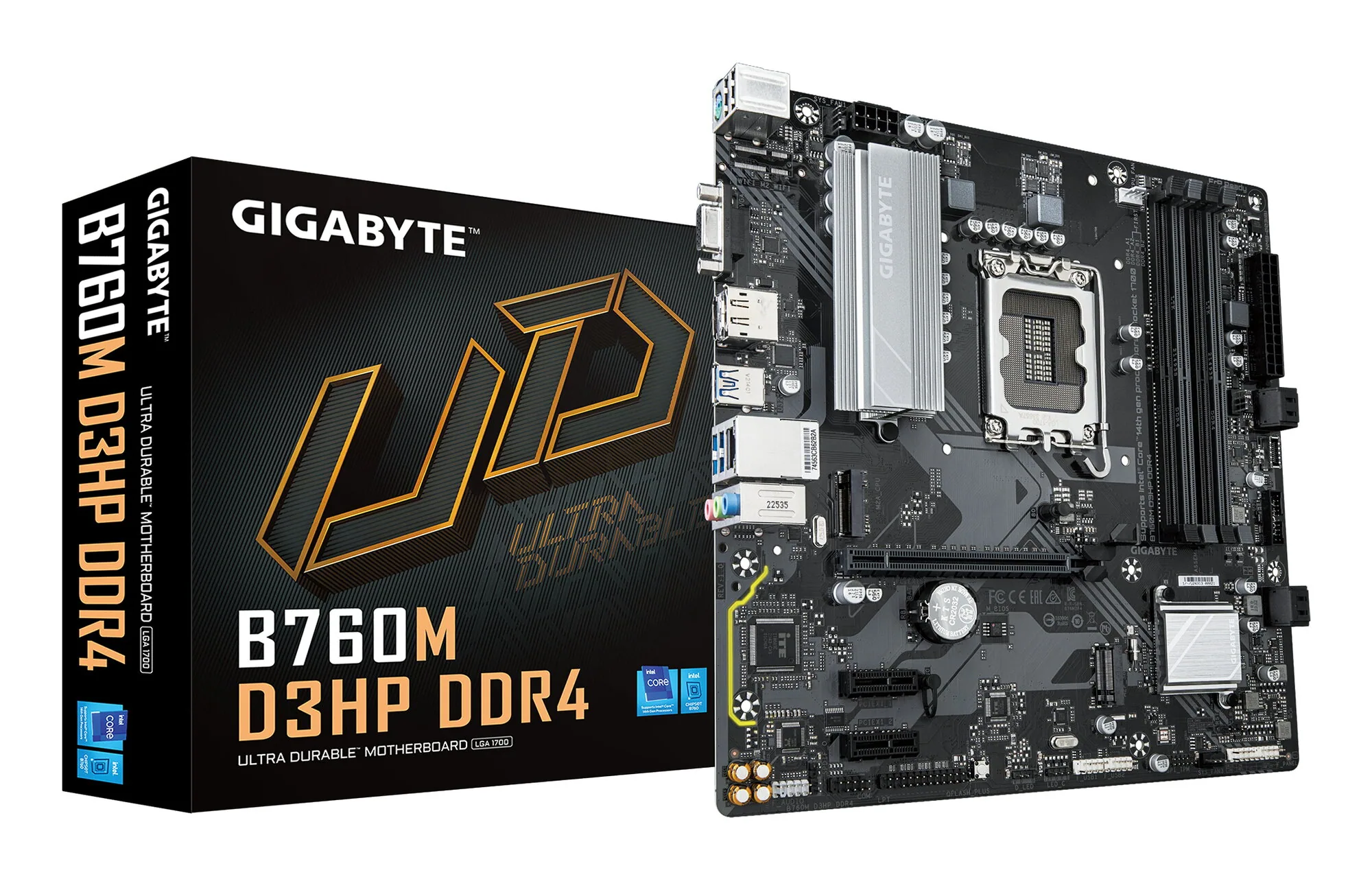 GIGABYTE B760M D3HP DDR4 Motherboard - Unterstützt Intel Core 14. Generation CPUs, 4+1+1 Phasen Digital VRM, bis zu 5333MHz DDR4 (OC), 2xPCIe 4.0 M.2, GbE LAN, USB 3.2 Gen1 – Bild 1