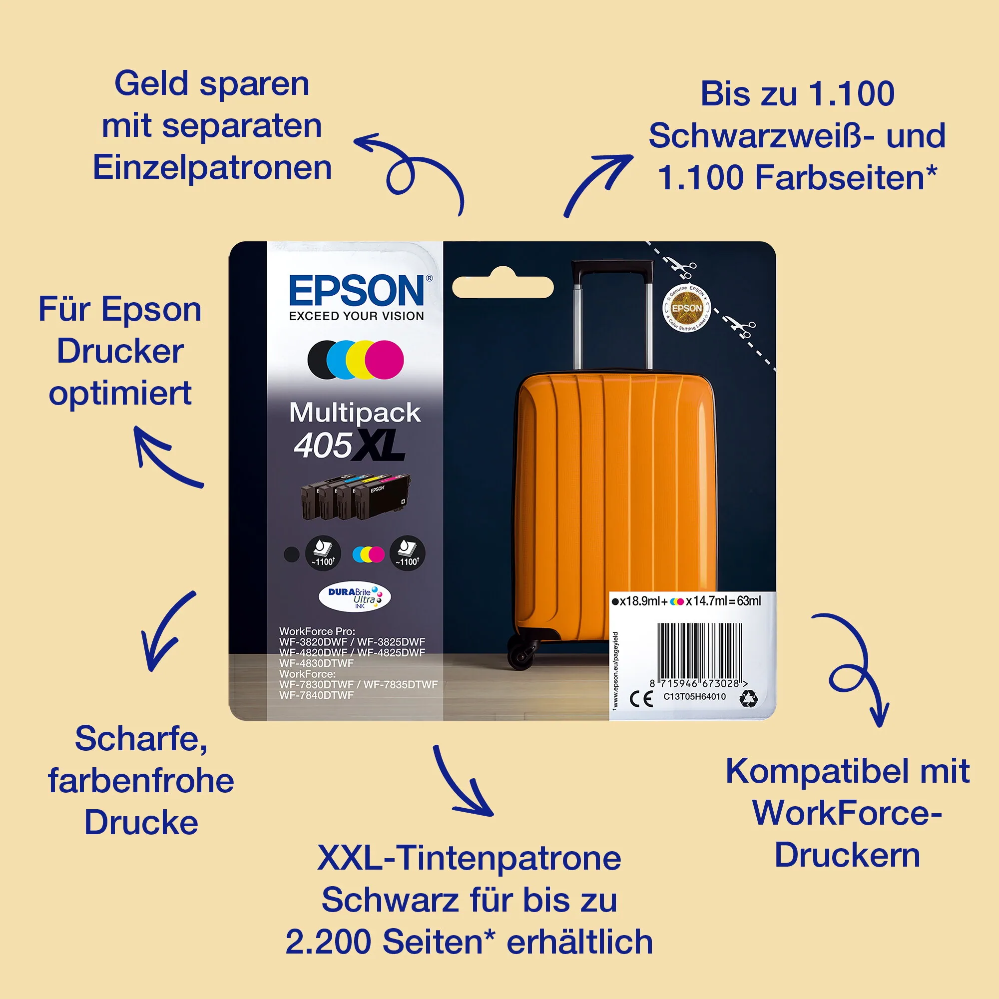 Epson 405XL Koffer DURABrite Ultra Multipack 4 Farben Tinte – Bild 6