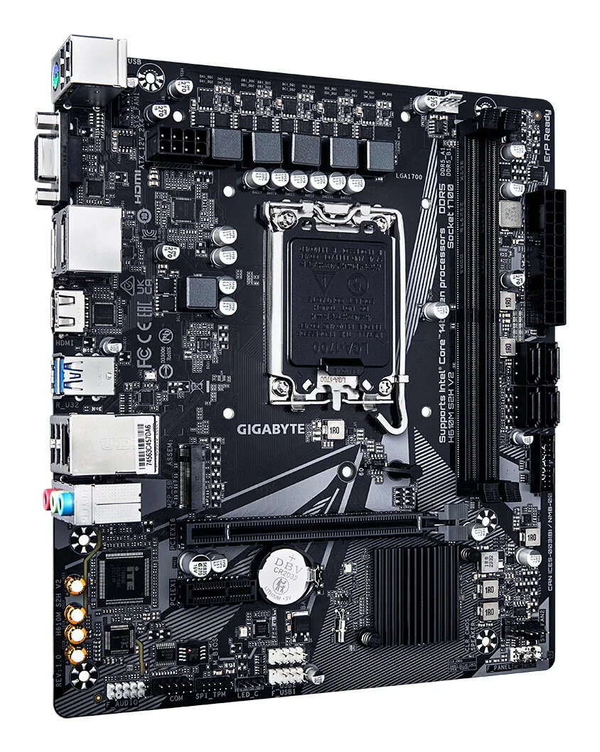 GIGABYTE H610M S2H V2 Motherboard - Unterstützt Intel Core 14. Generation CPUs, 4+1+1 Hybrid Phasen Digital VRM, bis zu 5600MHz DDR5, 1xPCIe 3.0 M.2, GbE LAN, USB 3.2 Gen 1 – Bild 3