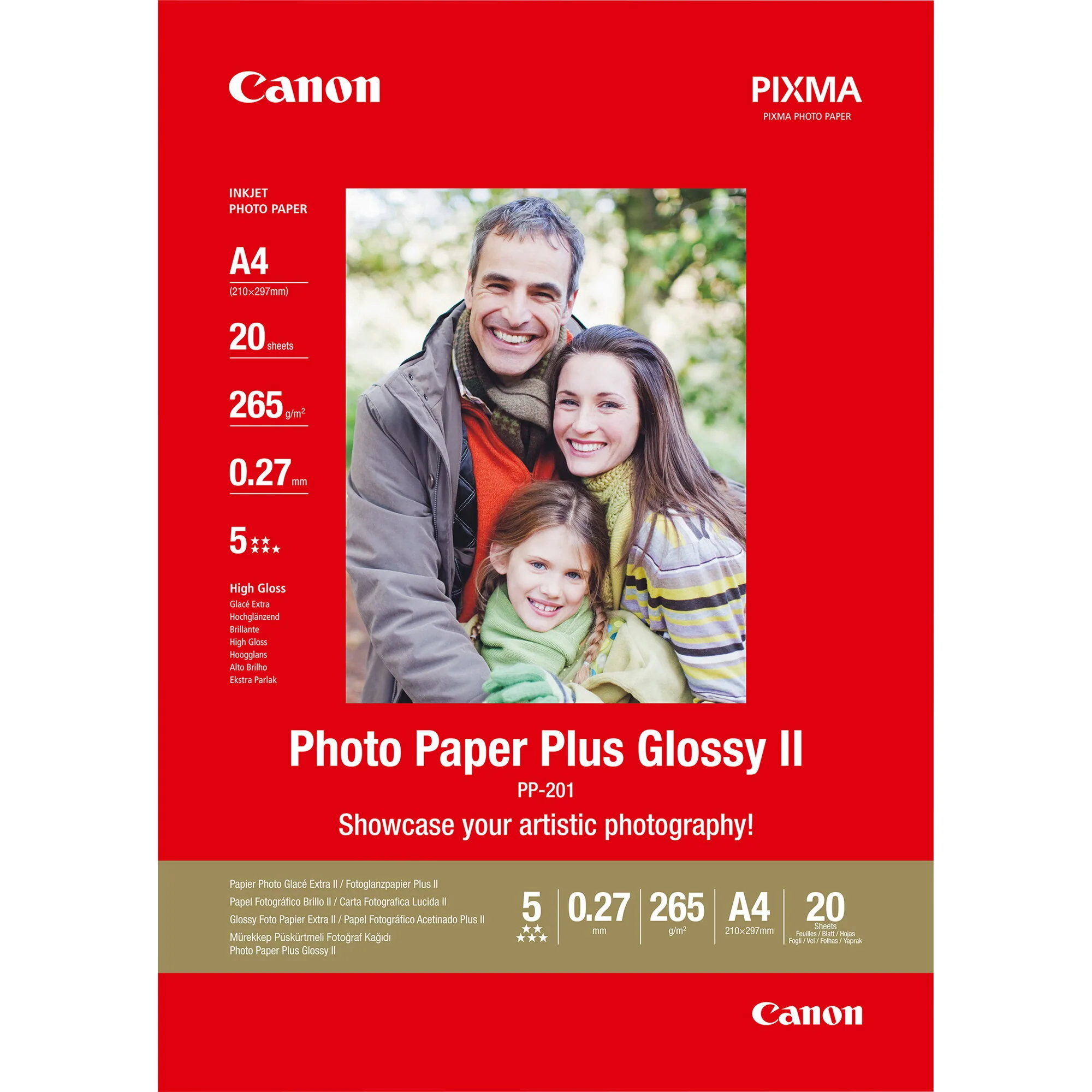 Canon PP-201 Glossy II Fotopapier Plus A4 – 20 Blatt – Bild 1