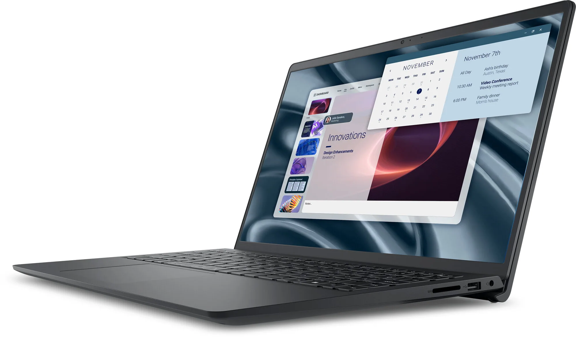 DELL Pro 15 Essential PV15255 AMD Ryzen™ 3 7320U Laptop 39,6 cm (15.6") Full HD 8 GB LPDDR5-SDRAM 512 GB SSD Wi-Fi 5 (802.11ac) Windows 11 Pro Schwarz QWERTZ Deutsch – Bild 4