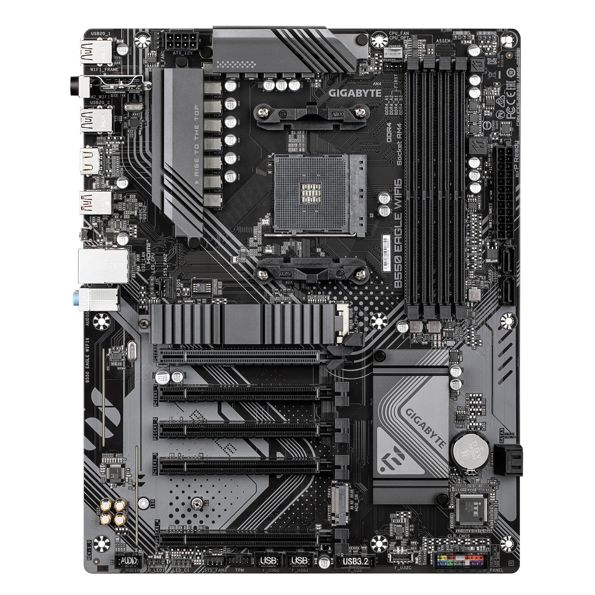 GIGABYTE B550 EAGLE WIFI6 Mainboard – AMD Ryzen 5000 G-Serie CPUs, 10+3+1 Phasen VRM, bis zu 3200 MHz DDR4, 1xPCIe 4.0 + 1xPCIe 3.0 M.2, 1GbE LAN, WIFI 6, USB 3.2 Gen 2 – Bild 2