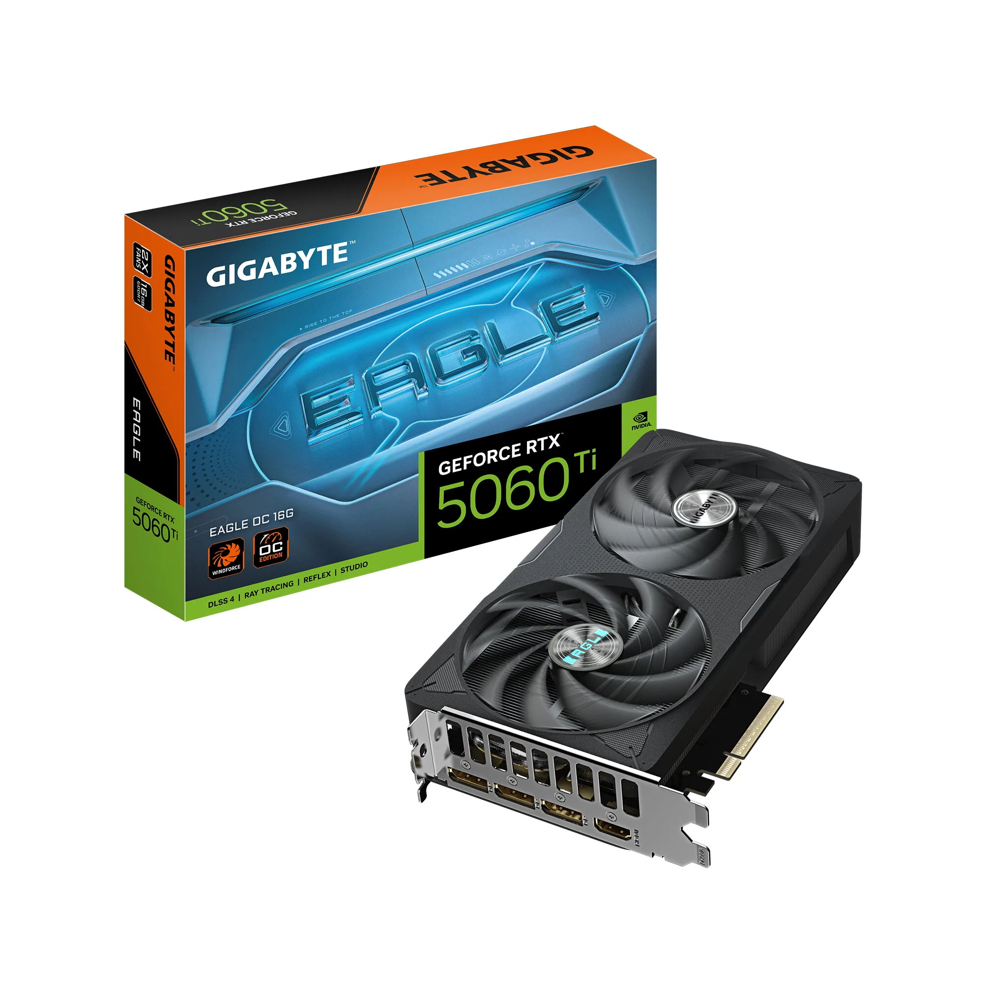 GIGABYTE GeForce RTX 5060 Ti EAGLE OC 16G Grafikkarte – 16 GB GDDR7, 128 Bit, PCI-E 5.0, 2617 MHz Kernfrequenz, 3 x DisplayPort, 1 x HDMI, GV-N506TEAGLE OC-16GD – Bild 1