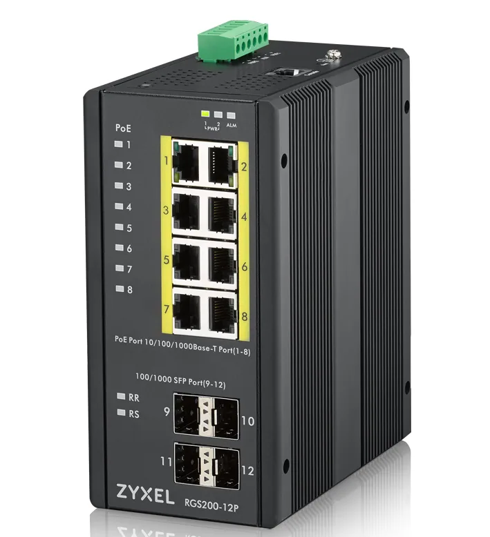 Zyxel RGS200-12P Managed L2 Gigabit Ethernet (10/100/1000) Power over Ethernet (PoE) Schwarz – Bild 1