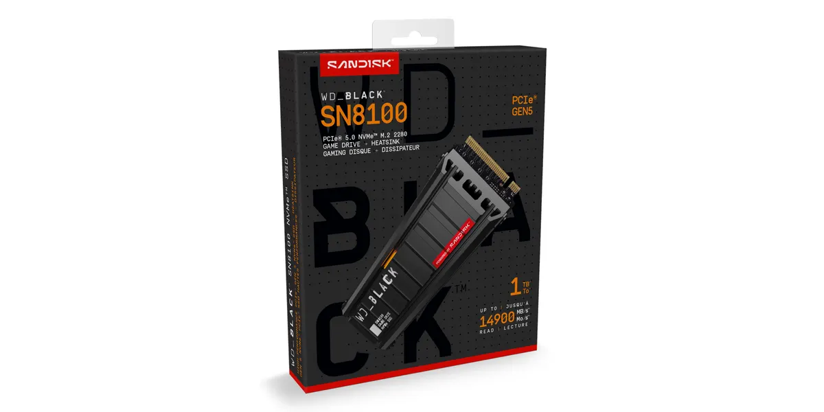 WD SSD Black M.2 2280 1 TB NVMe SN8100 Heatsink