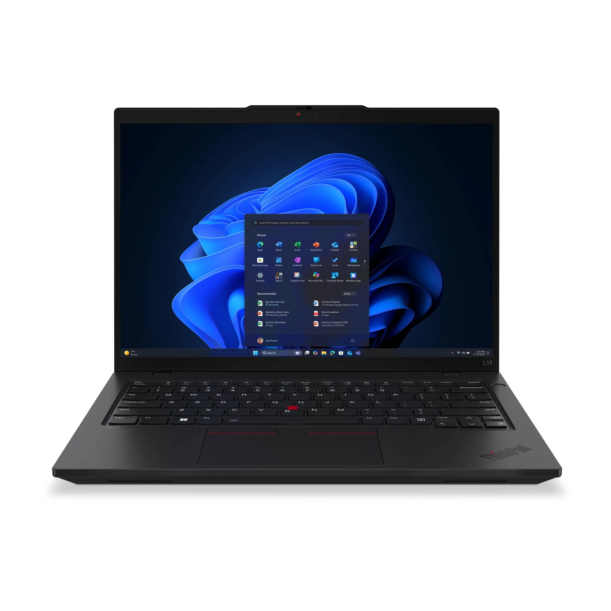 Lenovo ThinkPad L14 Gen 6 (Intel) Intel Core Ultra 7 255U Laptop 35,6 cm (14") WUXGA 32 GB DDR5-SDRAM 1 TB SSD Wi-Fi 6E (802.11ax) Windows 11 Pro Schwarz QWERTY Deutsch – Bild 1