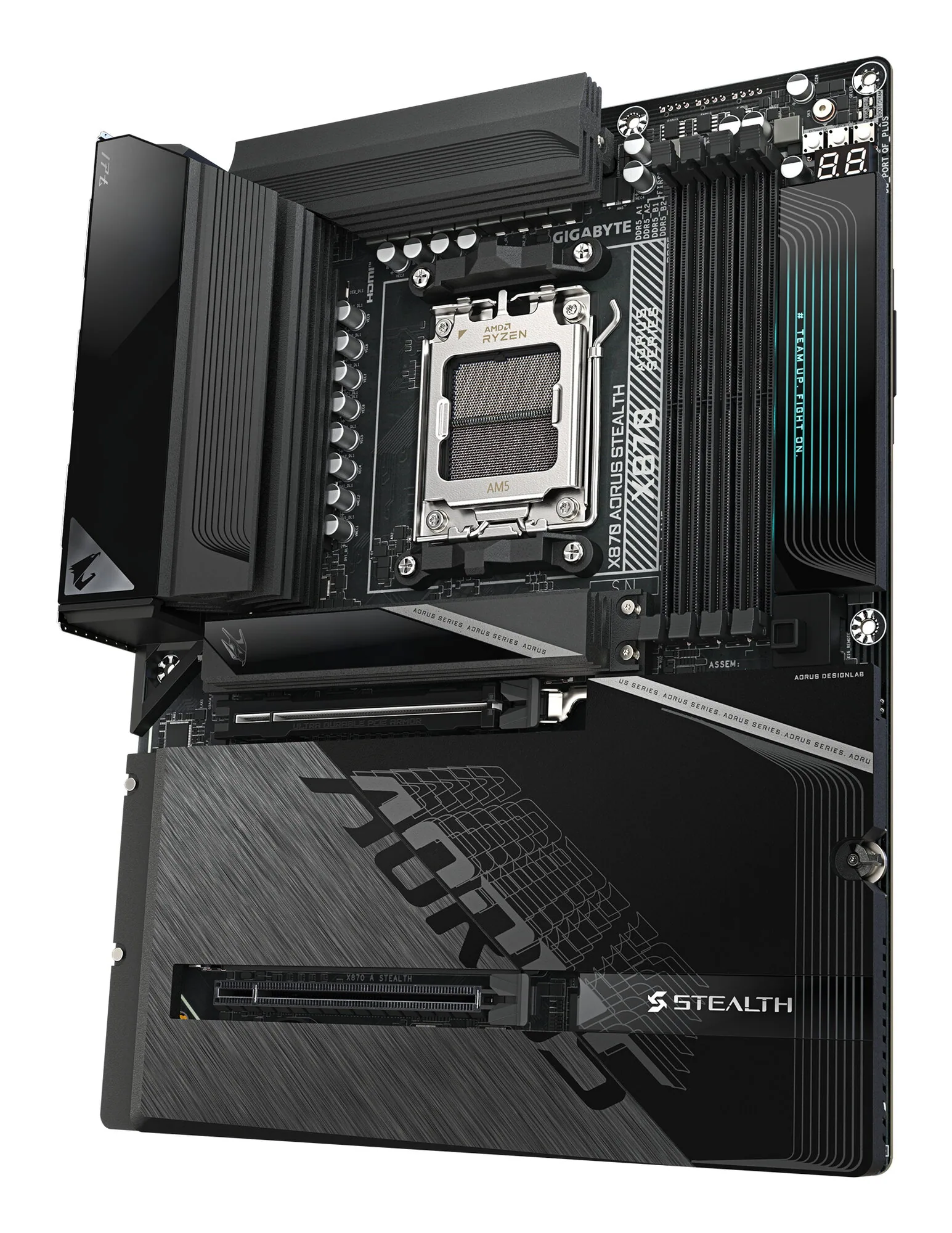GIGABYTE X870 AORUS STEALTH Mainboard - Unterstützt AMD Ryzen 9000 CPUs, digitales 16+2+2-Phasen-VRM, bis zu 8200MHz DDR5 (O.C.), 2xPCIe 5.0 + 2xPCIe 4.0, Wi-Fi 7, 5GbE LAN, USB 4 – Bild 4