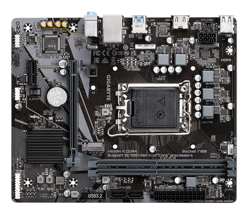 GIGABYTE H610M K DDR4 Mainboard - Unterstützt Intel Core Prozessoren 14th Gen CPUs, 3+1+1 Phases Hybrid Power Design, up to 3200MHz DDR4, 1xPCIe 3.0 M.2, GbE LAN, USB 3.2 Gen 1 – Bild 5
