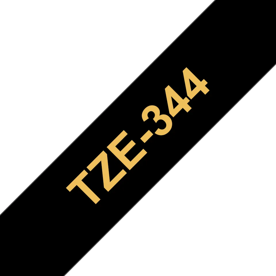 Brother TZE-344 Etiketten erstellendes Band Gold auf Schwarz – Bild 1