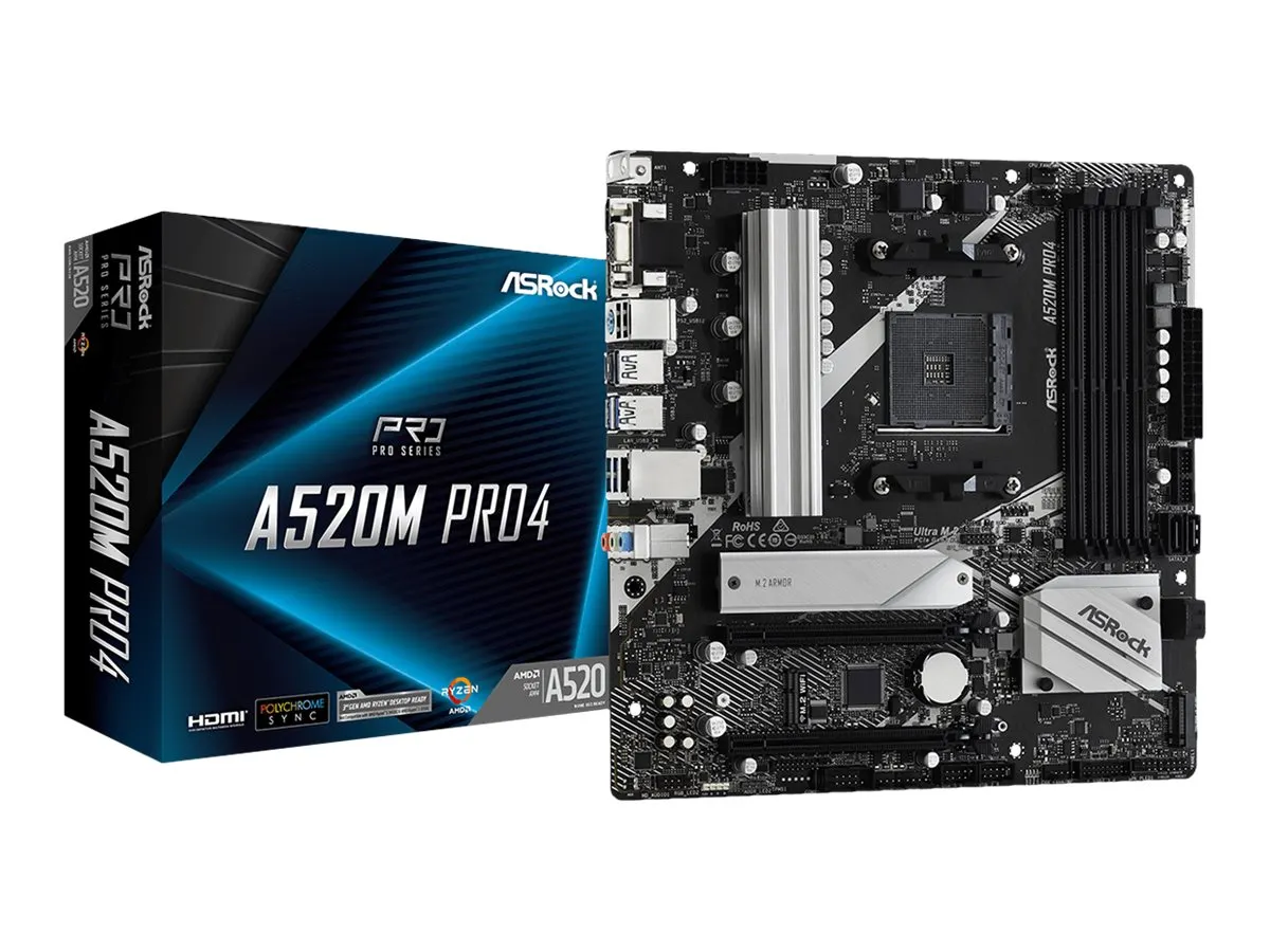 ASRock A520M Pro4                AM4 mATX HDMI/DP/VGA   DDR4