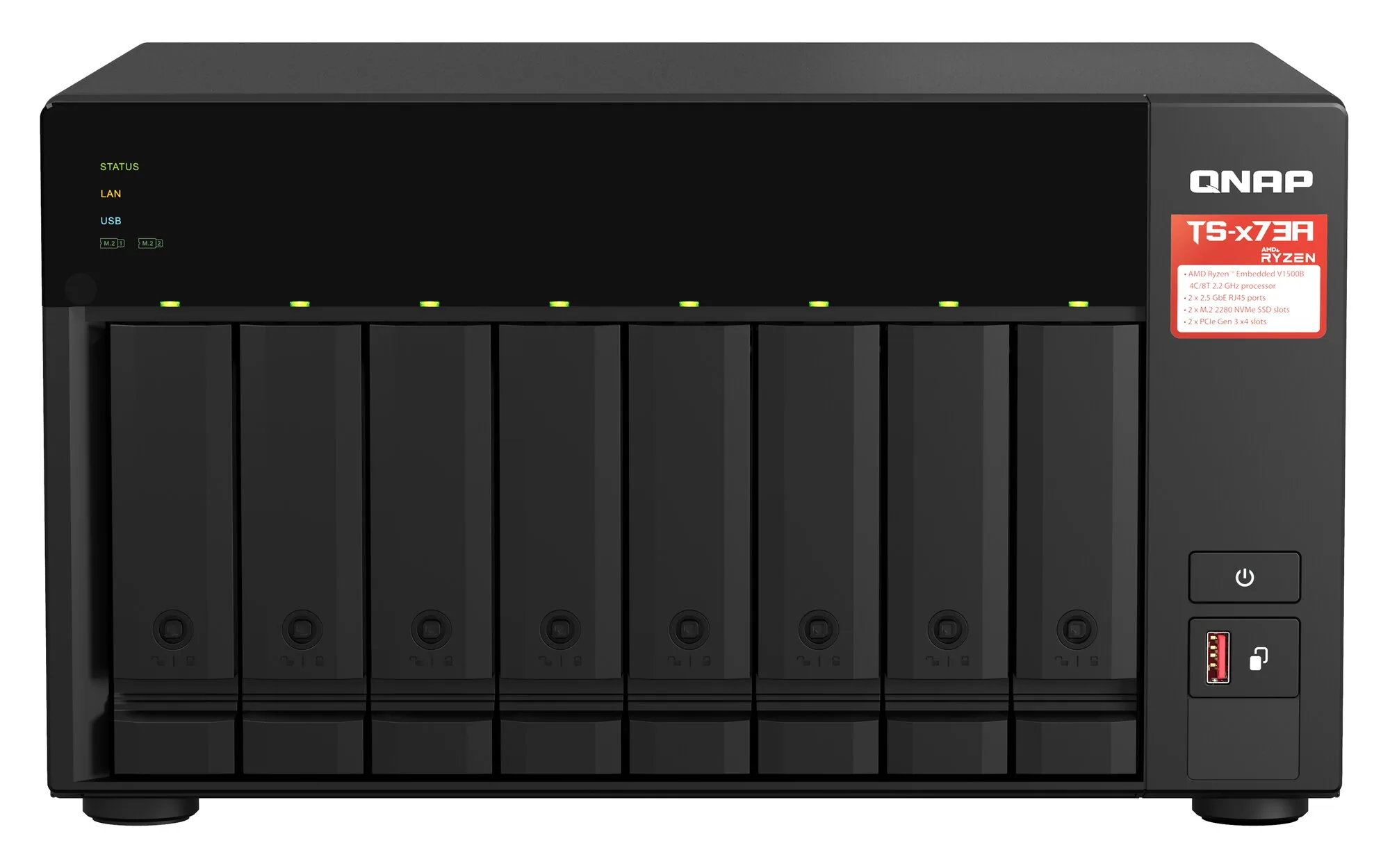 QNAP TS-873A NAS Tower Ryzen Embedded V1500B 8 GB DDR4 0 TB QuTS hero Schwarz – Bild 1