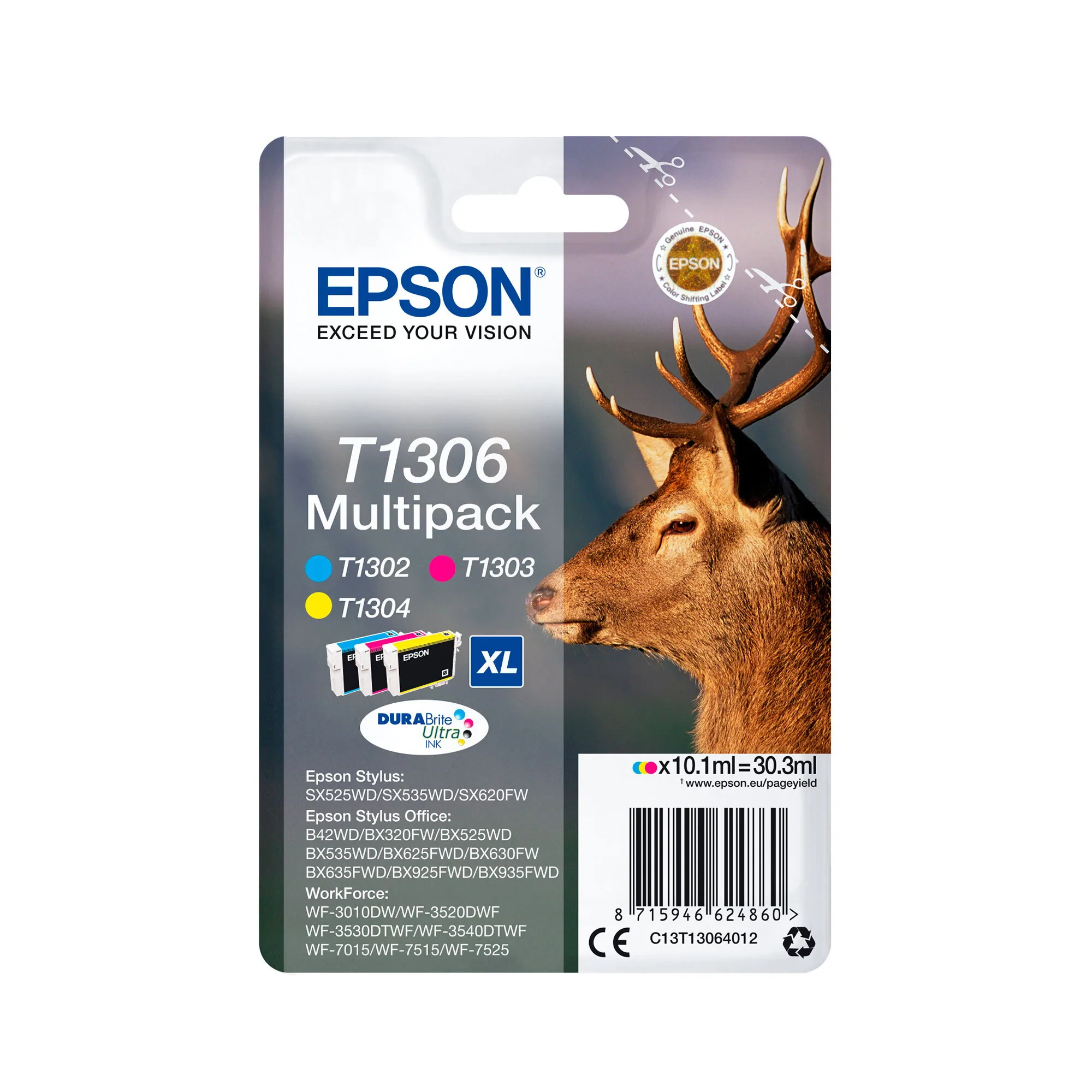 Epson Stag T1306 Hirsch DURABrite Ultra Multipack 3 Farben Tinte – Bild 1