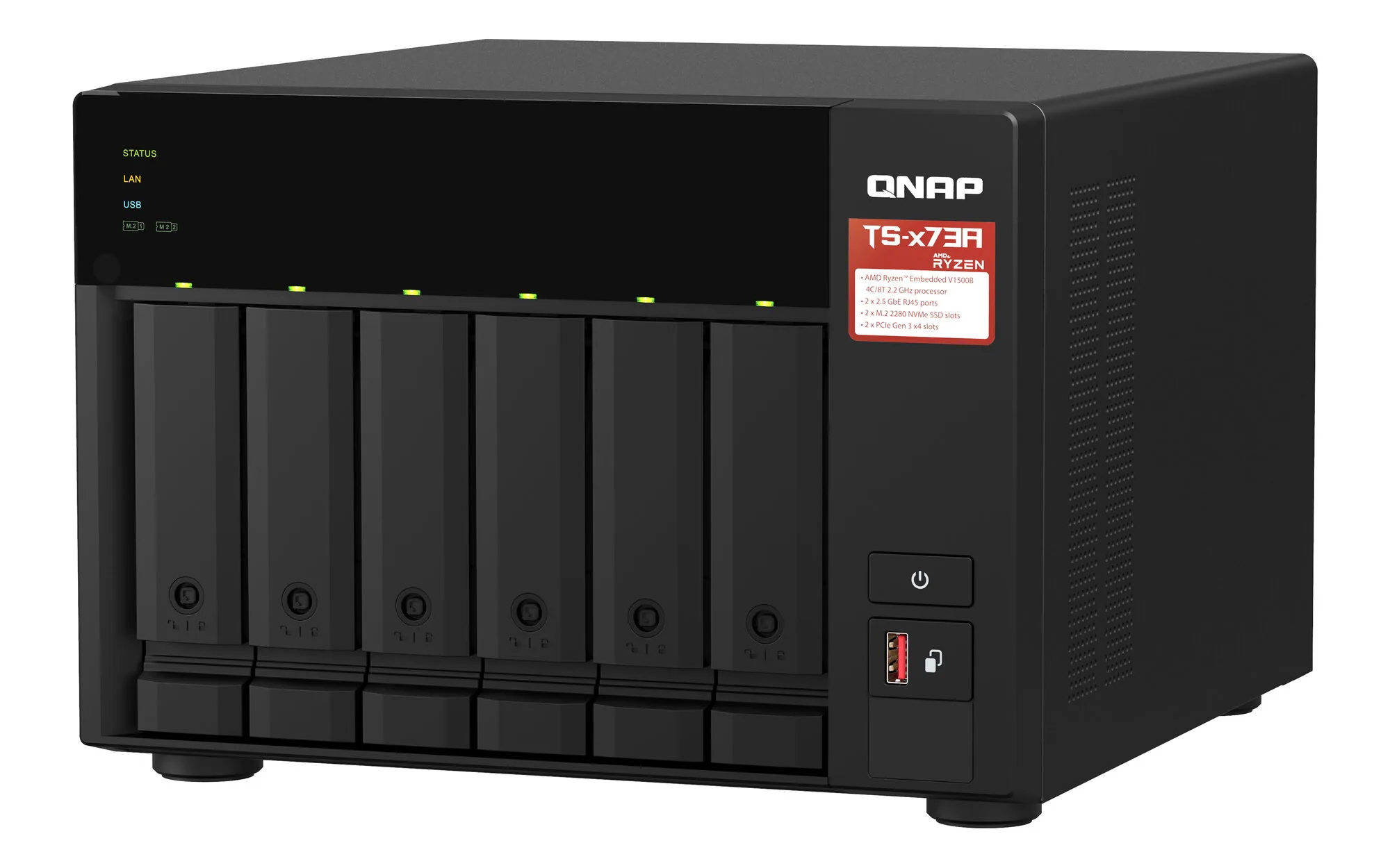 QNAP TS-673A NAS Tower Ryzen Embedded V1500B 8 GB DDR4 0 TB QNAP Turbo System Schwarz – Bild 4