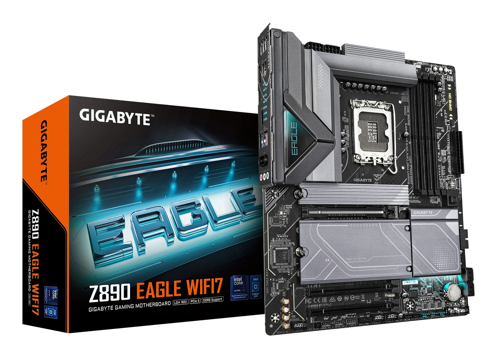 GIGABYTE Z890 EAGLE WIFI7 Mainboard - Unterstützt Intel Core Ultra (Serie 2) CPUs, 14+1+2 Phasen VRM, bis zu 8800MHz DDR5 (OC), 1xPCIe 5.0 + 3xPCIe 4.0, Wi-Fi 7, 2.5GbE LAN, USB 4 – Bild 1