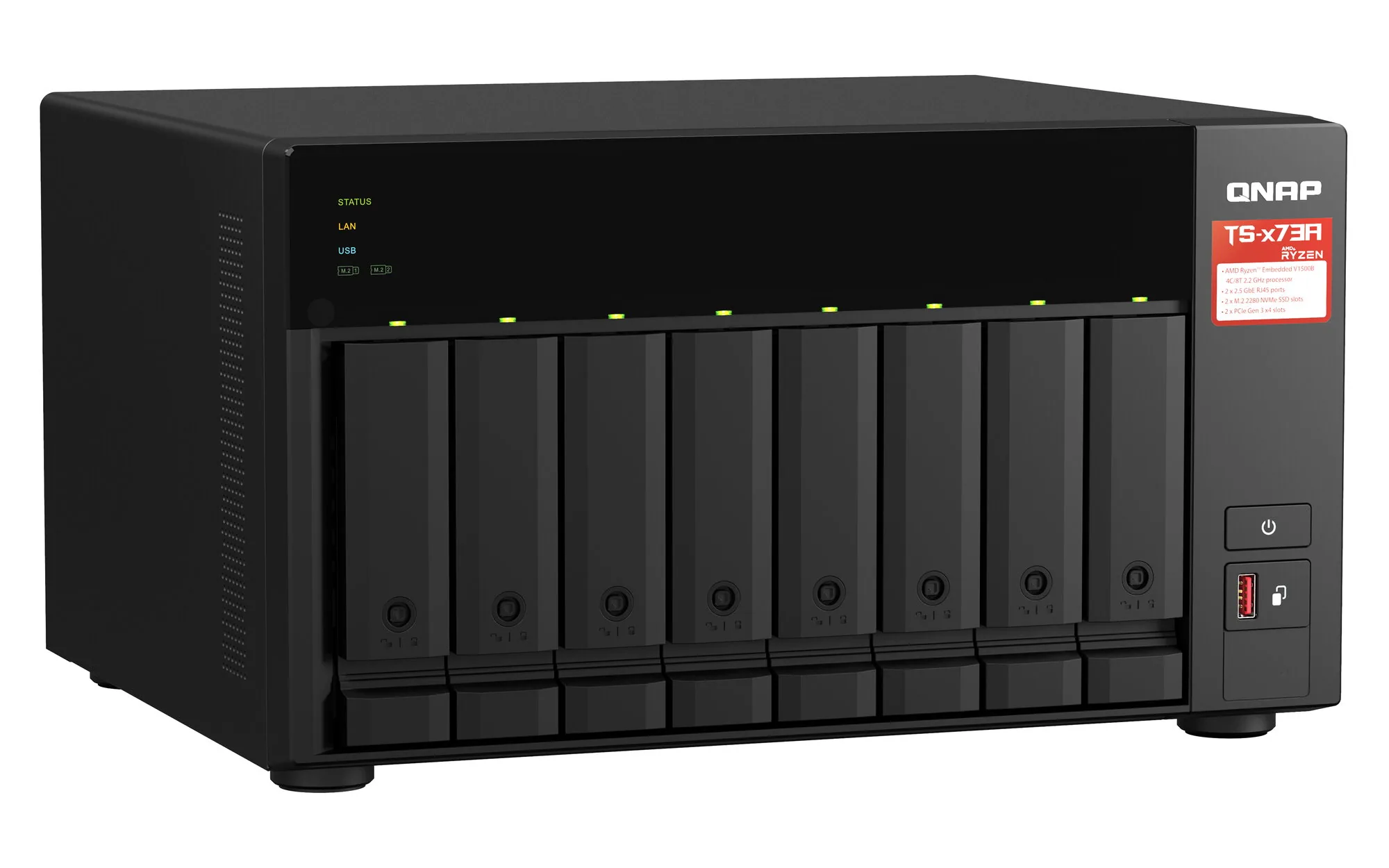 QNAP TS-873A NAS Tower Ryzen Embedded V1500B 8 GB DDR4 0 TB QNAP Turbo System Schwarz – Bild 3