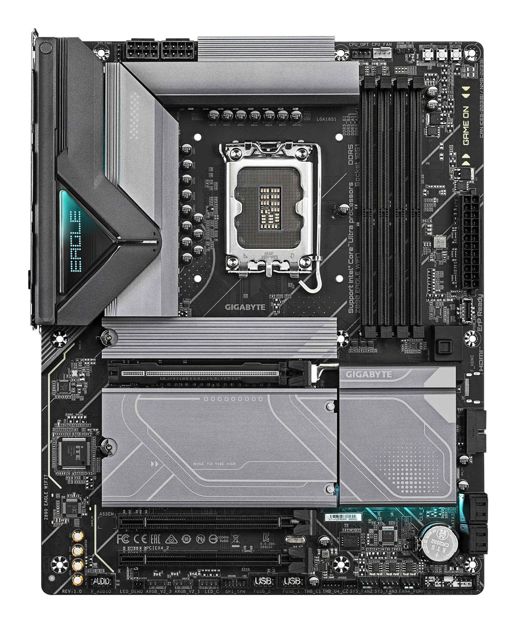 GIGABYTE Z890 EAGLE WIFI7 Mainboard - Unterstützt Intel Core Ultra (Serie 2) CPUs, 14+1+2 Phasen VRM, bis zu 8800MHz DDR5 (OC), 1xPCIe 5.0 + 3xPCIe 4.0, Wi-Fi 7, 2.5GbE LAN, USB 4 – Bild 2