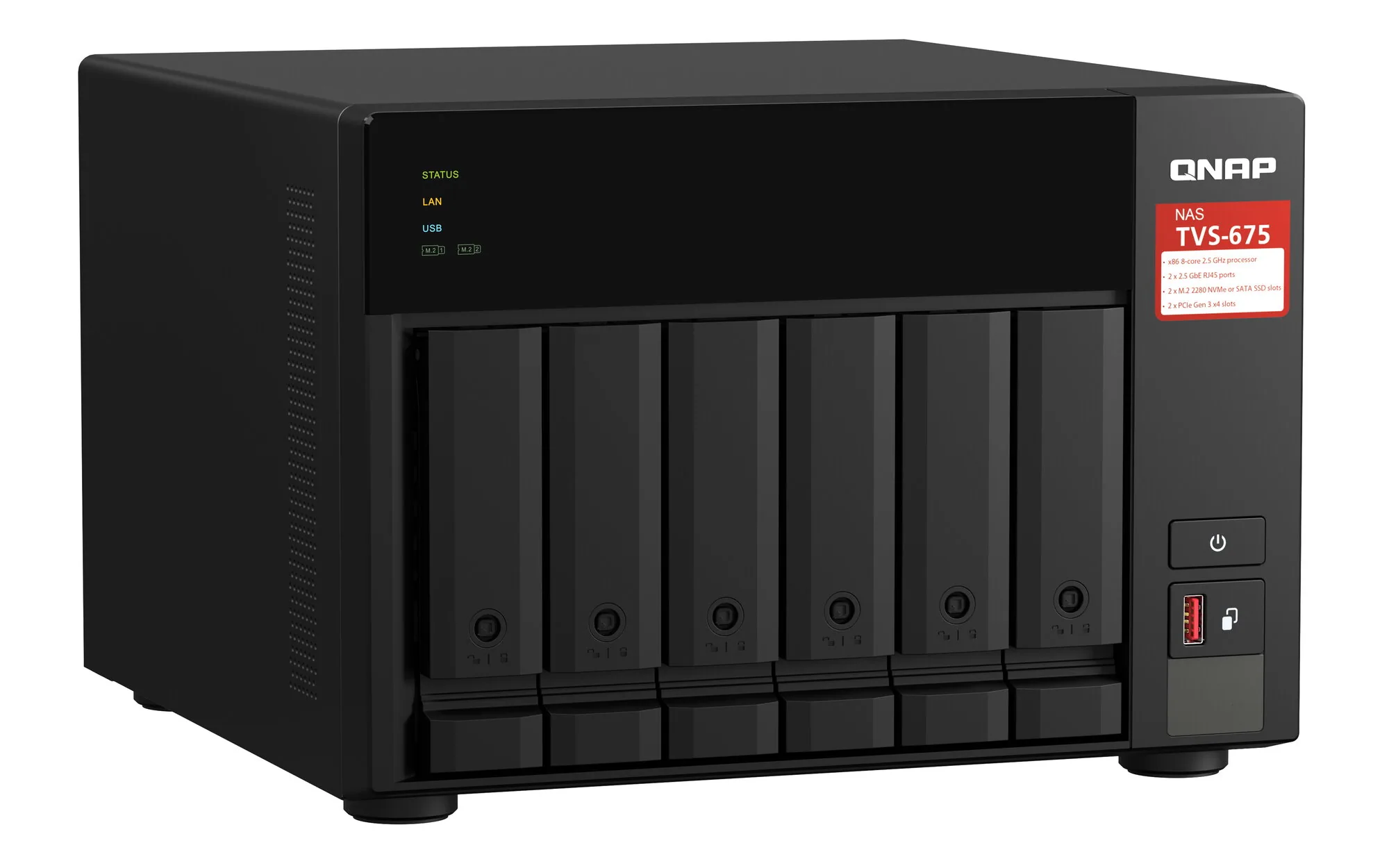 QNAP TVS-675 NAS Tower ZhaoXin KaiXian KX-6000 KX-U6580 8 GB DDR4 0 TB QuTS hero Schwarz – Bild 3