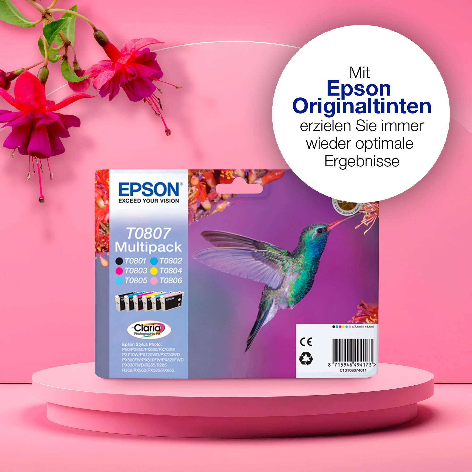 Epson Hummingbird Multipack 6 Farben T0807 Claria Photographic Ink – Bild 3