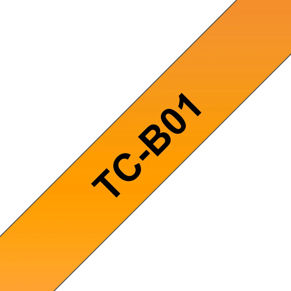 Brother TC-B01 Etiketten erstellendes Band Schwarz auf leuchtend Orange – Bild 1