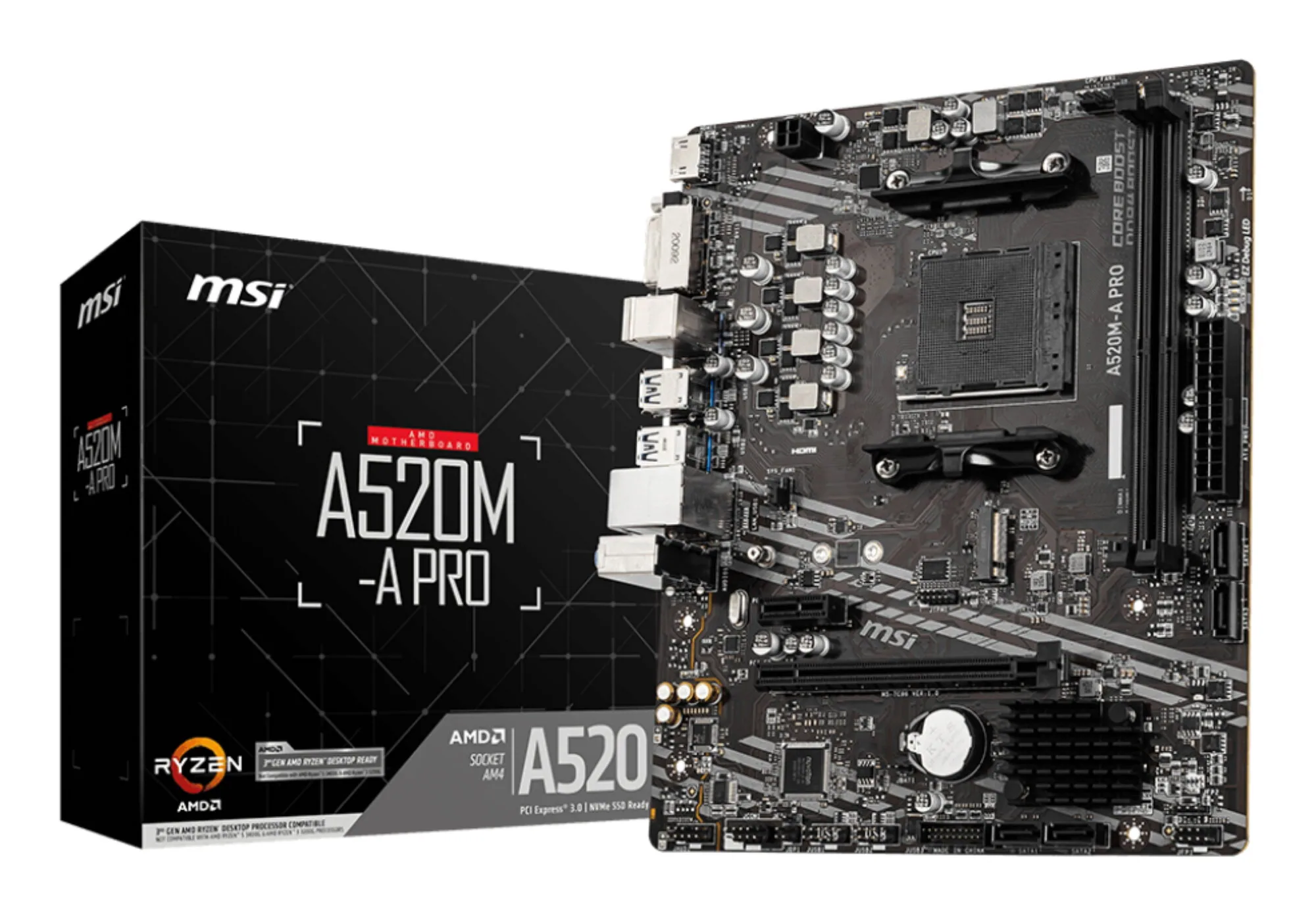 MSI A520M-A PRO Motherboard AMD A520 Sockel AM4 micro ATX – Bild 1