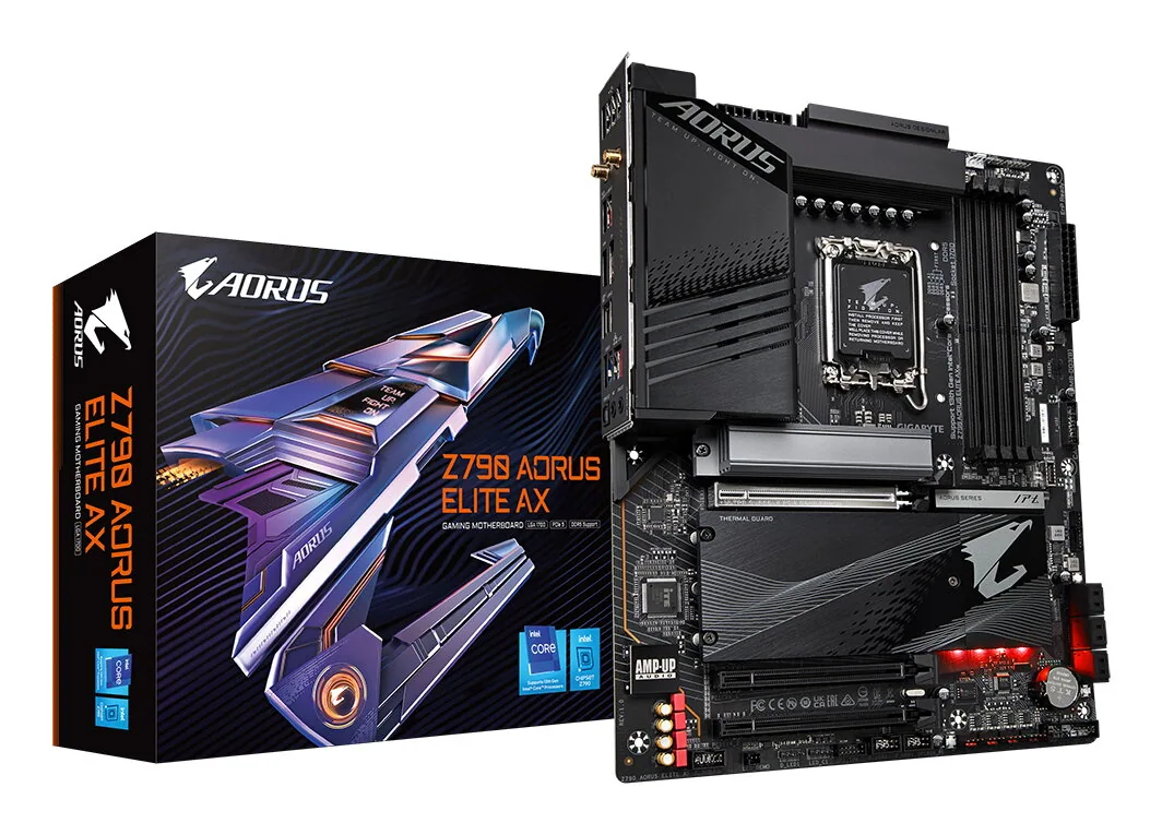 GIGABYTE Z790 AORUS ELITE AX Motherboard - Unterstützt Intel Core 14. Generation CPUs, 16*+2+1 Phasen Digital VRM, bis zu 7600MHz DDR5 (OC), 4xPCIe 4.0 M.2, Wi-Fi 6E, 2.5GbE LAN, USB 3.2 Gen 2x2 – Bild 1