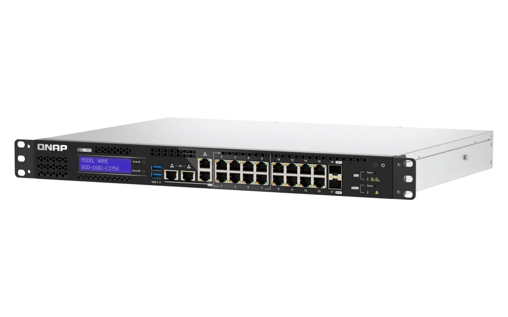 QNAP QGD-1602-C3758-16G Netzwerk-Switch Managed L2 2.5G Ethernet (100/1000/2500) Schwarz, Grau – Bild 3
