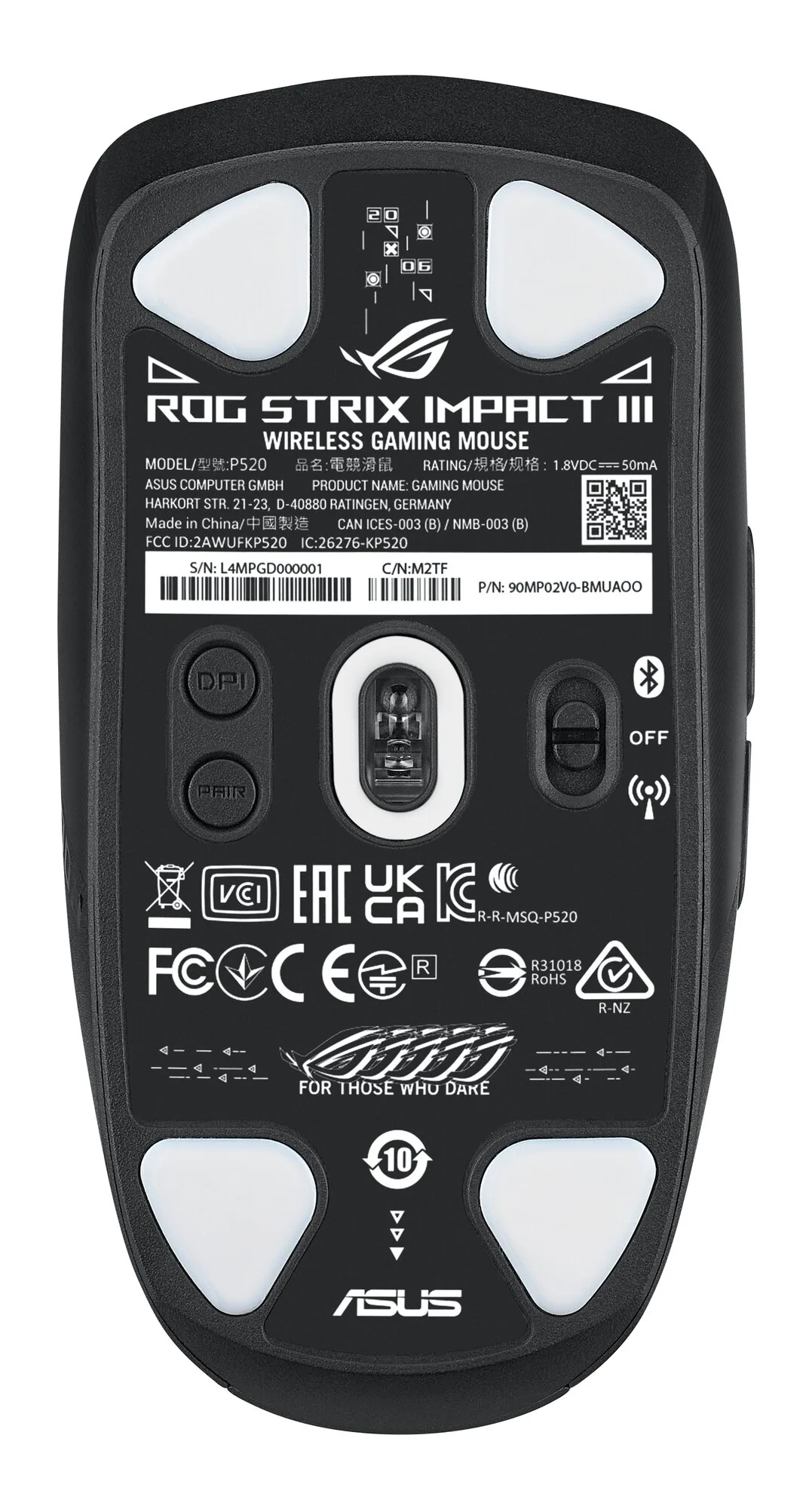 ASUS ROG Strix Impact III Wireless Maus Gaming Beidhändig RF Wireless + Bluetooth Optisch 36000 DPI – Bild 2