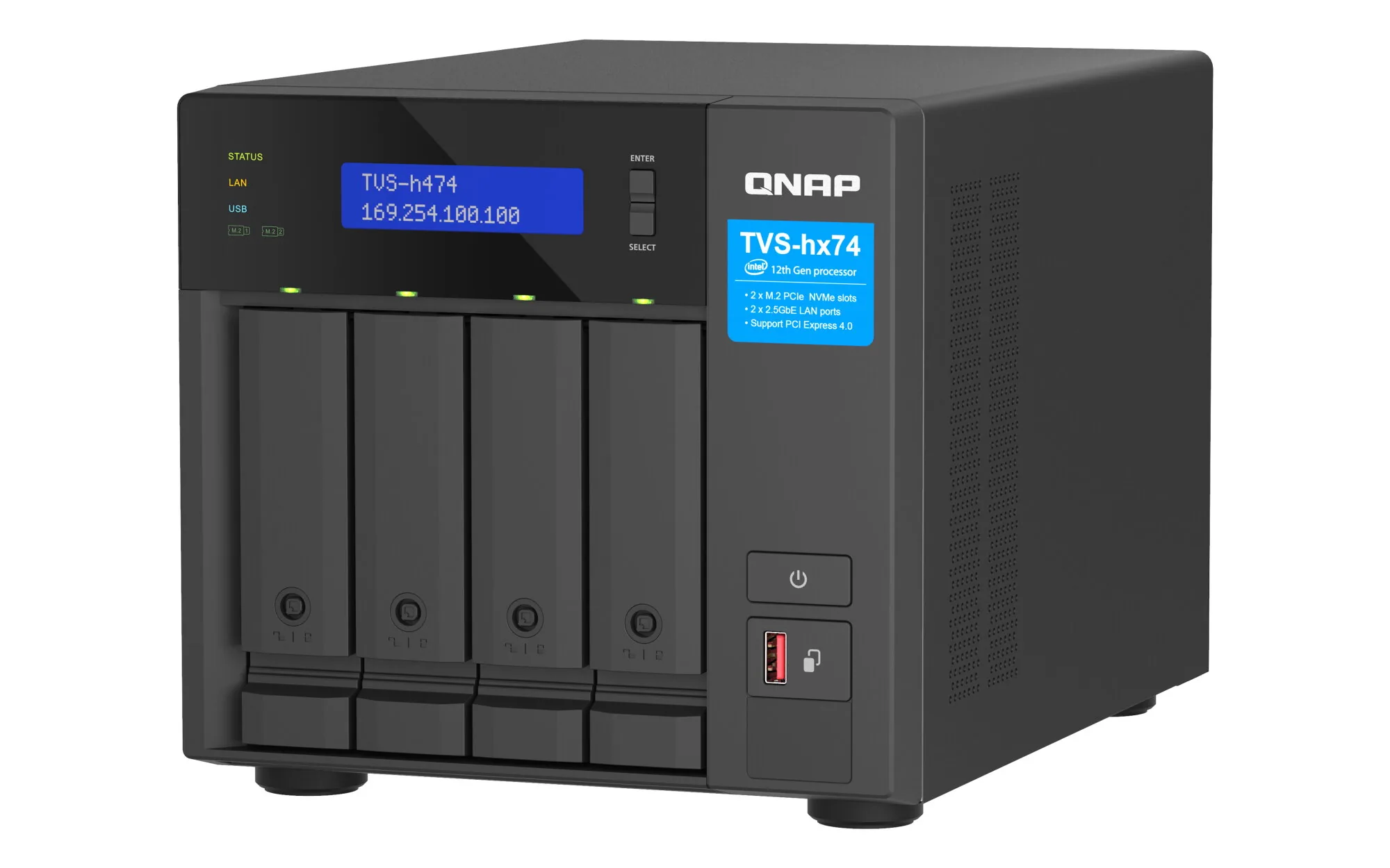 QNAP TVS-H474 NAS Tower Intel® Core™ i3 i3-12100 8 GB DDR4 0 TB QuTS hero Schwarz – Bild 6