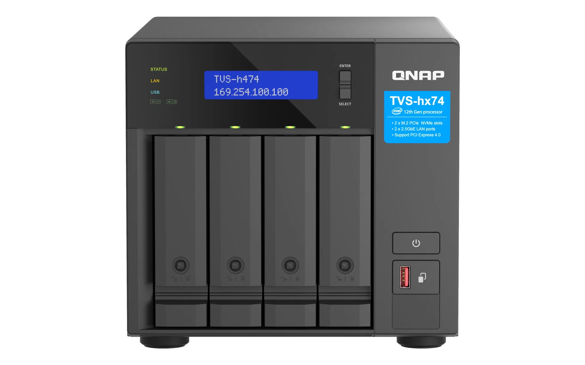 QNAP TVS-H474 NAS Tower Intel® Core™ i3 i3-12100 8 GB DDR4 0 TB QuTS hero Schwarz – Bild 2