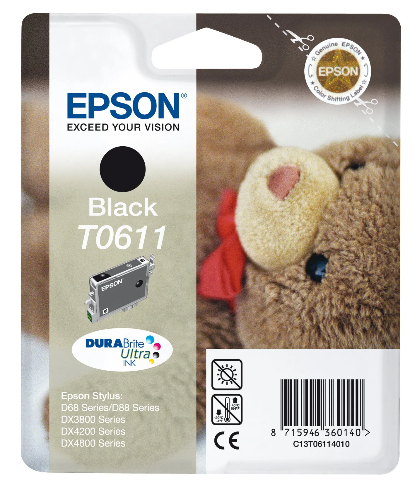 Epson Teddybear Singlepack Black T0611 DURABrite Ultra Ink – Bild 1