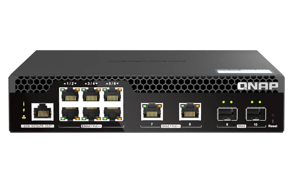 QNAP QSW-M2106PR-2S2T Netzwerk-Switch Managed L2 10G Ethernet (100/1000/10000) Power over Ethernet (PoE) 1U Schwarz – Bild 3