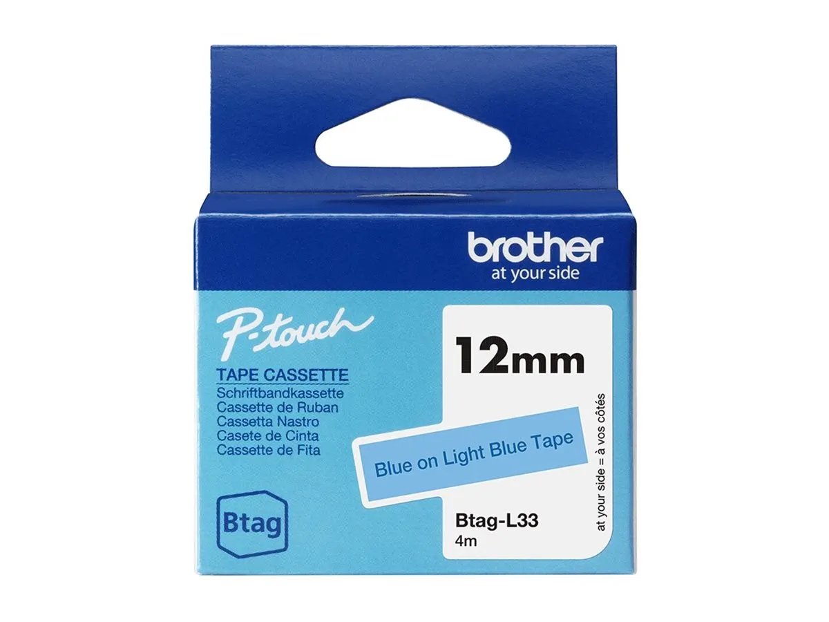 Schriftband Brother 12mmx4m blau/hellblau BTAG-L33