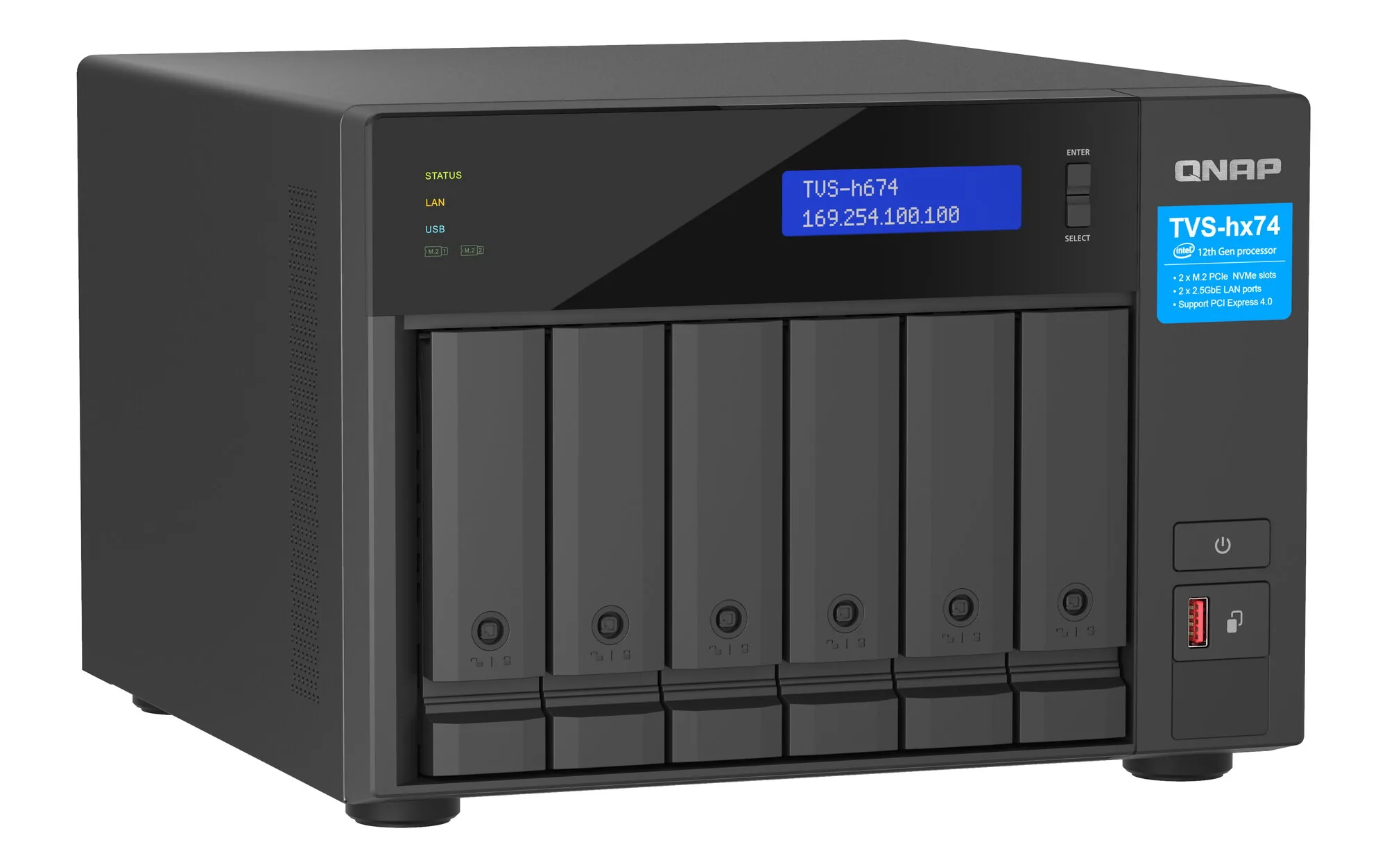 QNAP TVS-H674 NAS Tower Intel® Core™ i5 i5-12400 32 GB DDR4 0 TB QuTS hero Schwarz – Bild 3