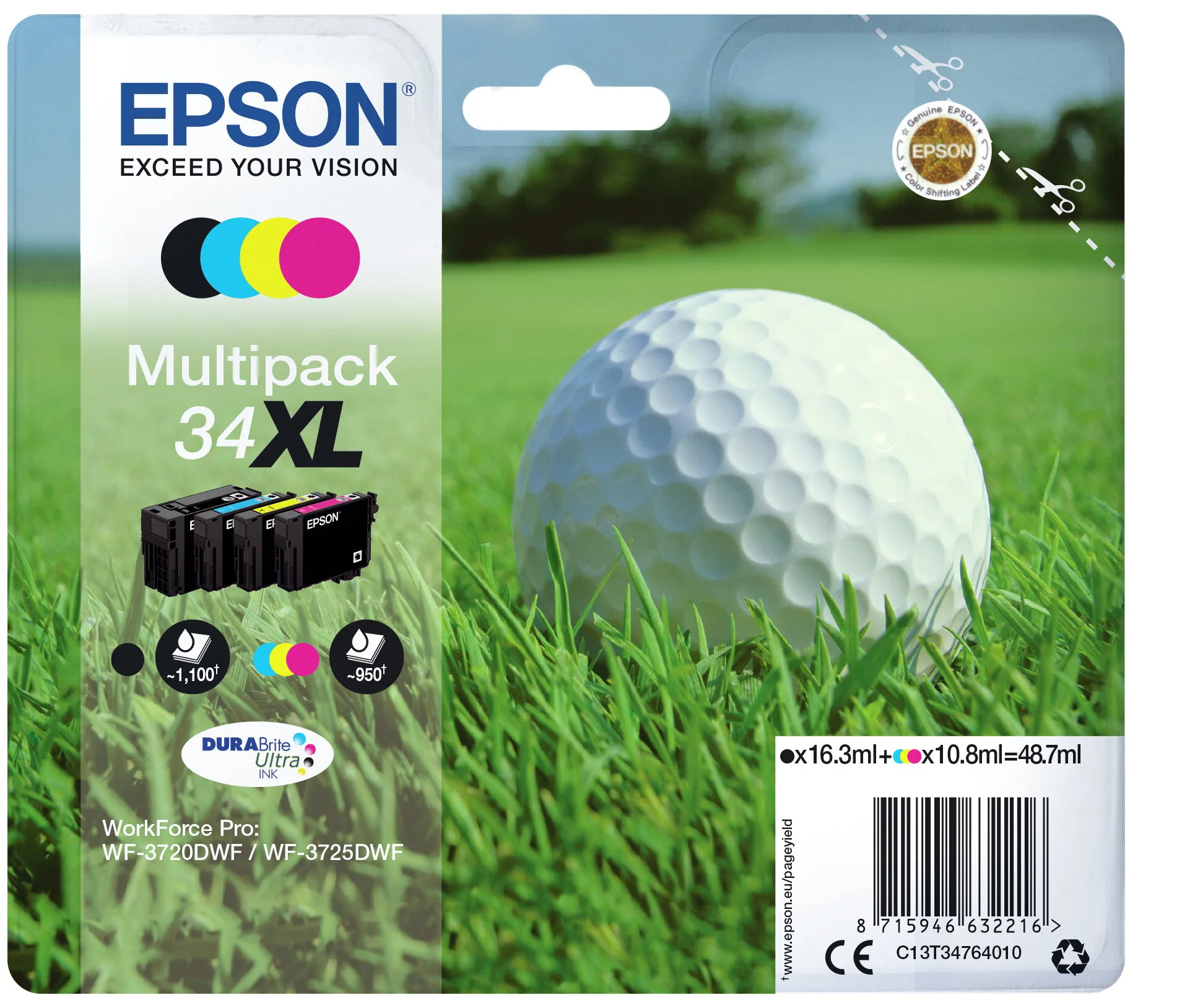 Epson Golf ball 34XL Golfball DURABrite Ultra Multipack 4 Farben Tinte – Bild 8
