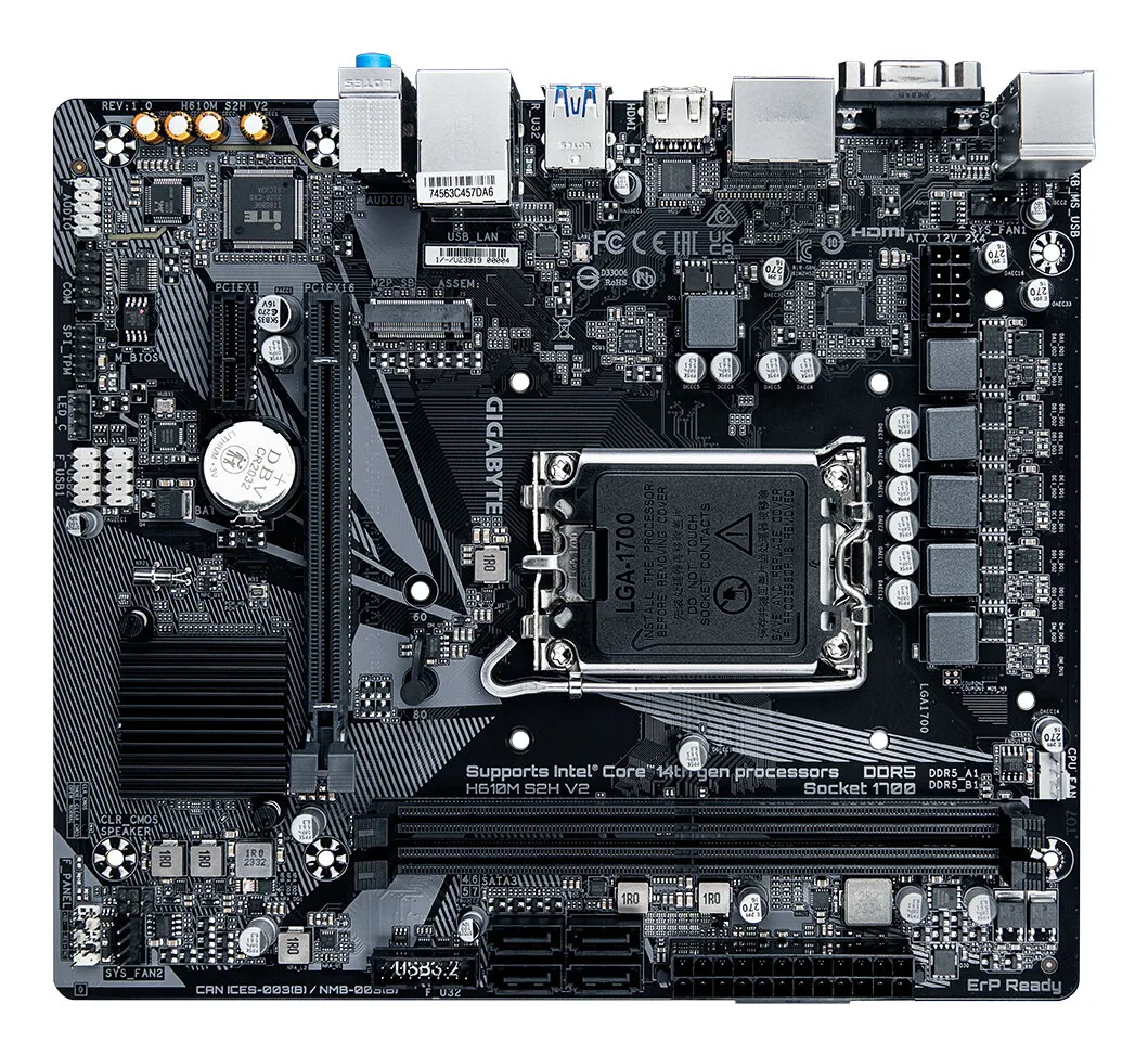 GIGABYTE H610M S2H V2 Motherboard - Unterstützt Intel Core 14. Generation CPUs, 4+1+1 Hybrid Phasen Digital VRM, bis zu 5600MHz DDR5, 1xPCIe 3.0 M.2, GbE LAN, USB 3.2 Gen 1 – Bild 4