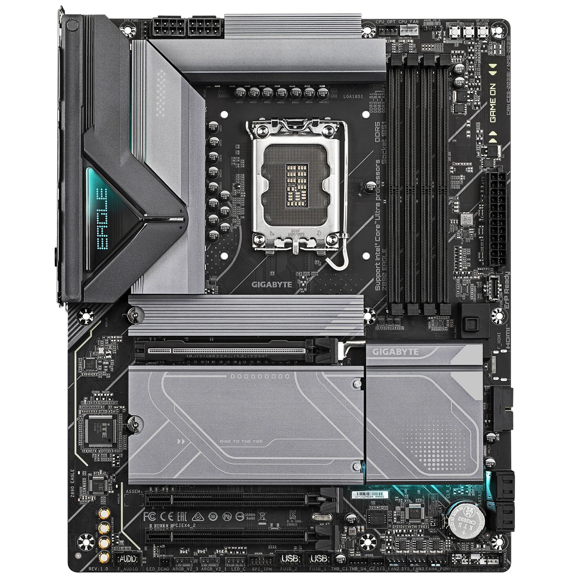 GIGABYTE Z890 EAGLE Motherboard - Unterstützt Intel Core Ultra (Serie 2) CPUs, 14+1+2 Phasen VRM, bis zu 8800MHz DDR5 (OC), 1x PCIe 5.0 M.2 + 3x PCIe 4.0 M.2, 2,5GbE LAN, USB4 – Bild 2