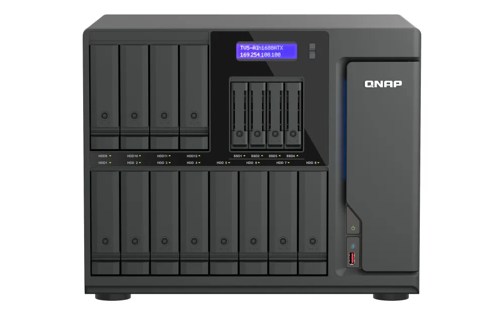 QNAP TVS-AIH1688ATX-U7-32G NAS & Speicherserver Tower 32 GB DDR5 0 TB QuTS hero Schwarz – Bild 1