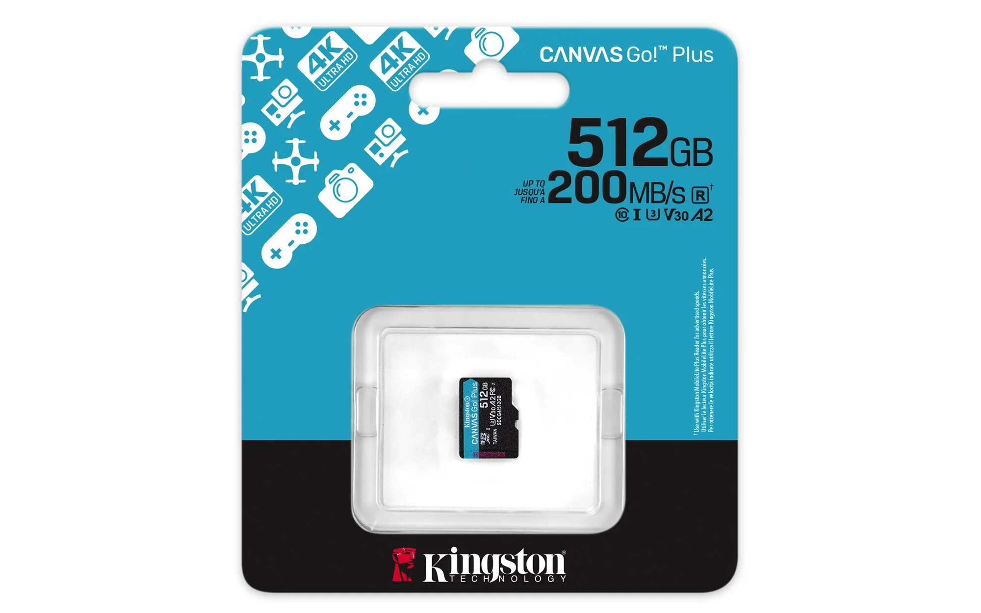Kingston Technology 512GB microSDXC Canvas Go Plus Gen4 200R A2 U3 Einzelpaket ohne ADP – Bild 3