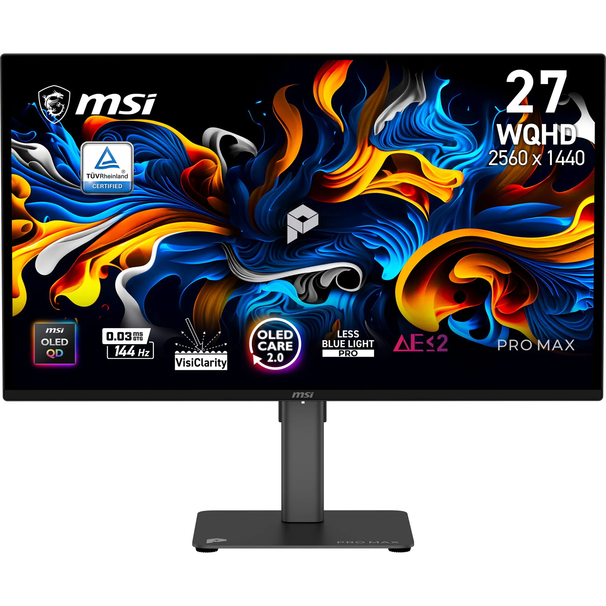MSI PRO MAX 271QPX14G Computerbildschirm 67,3 cm (26.5") 2560 x 1440 Pixel Quad HD QD-OLED Schwarz – Bild 1